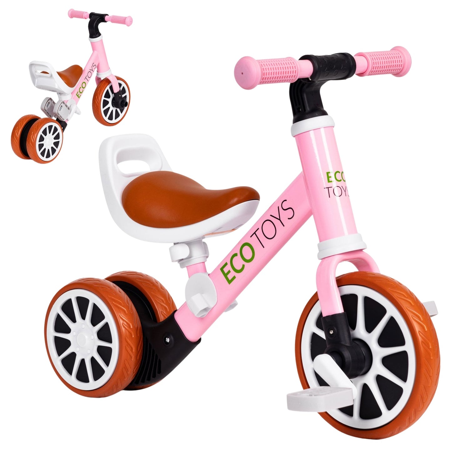 Tricycle balance bike with pedals 2in1 pink ECOTOYS