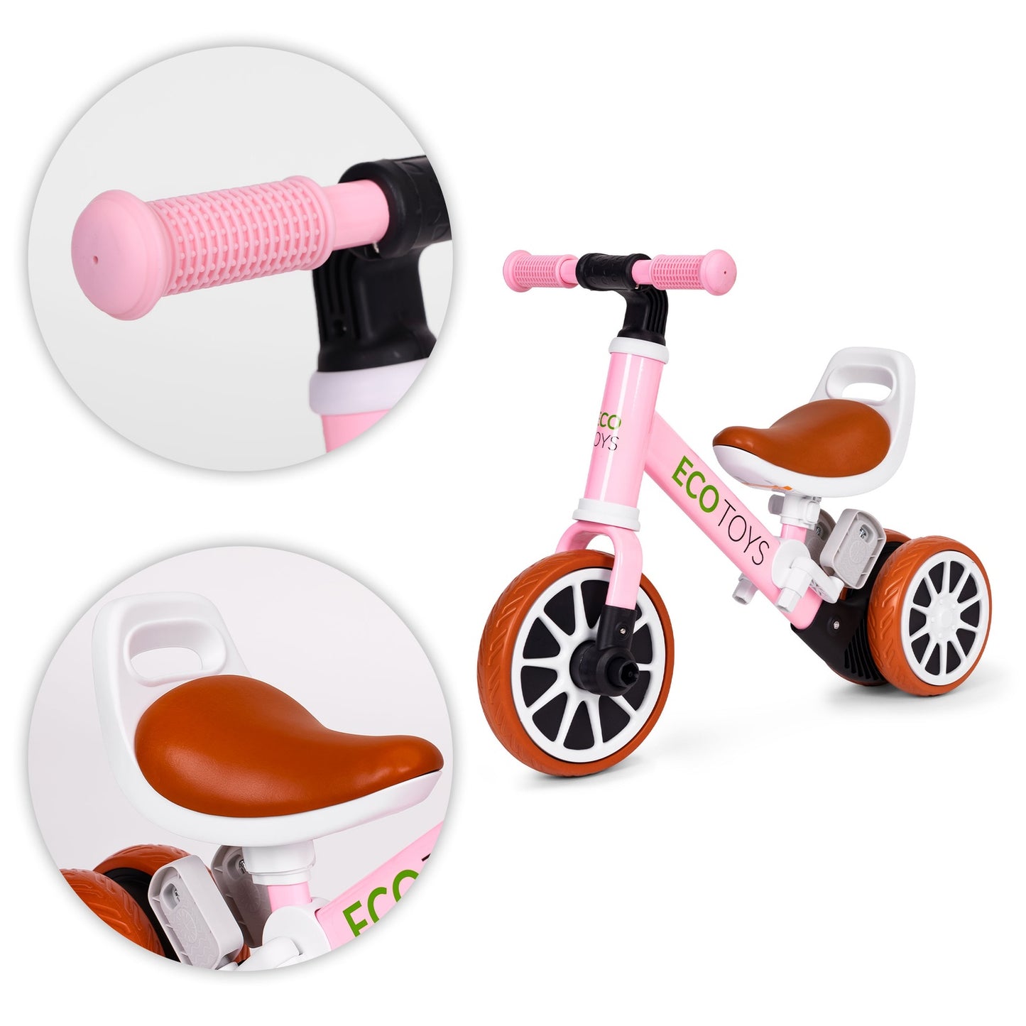 Tricycle balance bike with pedals 2in1 pink ECOTOYS