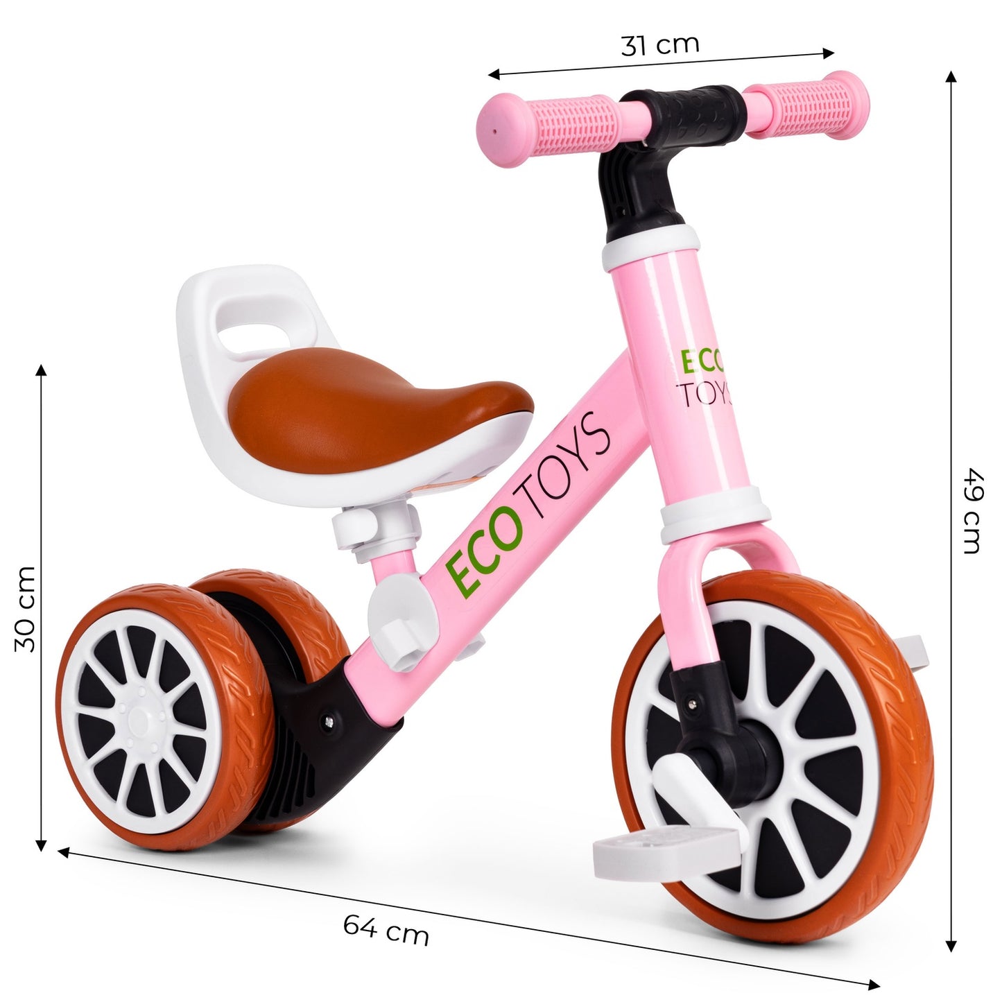 Tricycle balance bike with pedals 2in1 pink ECOTOYS