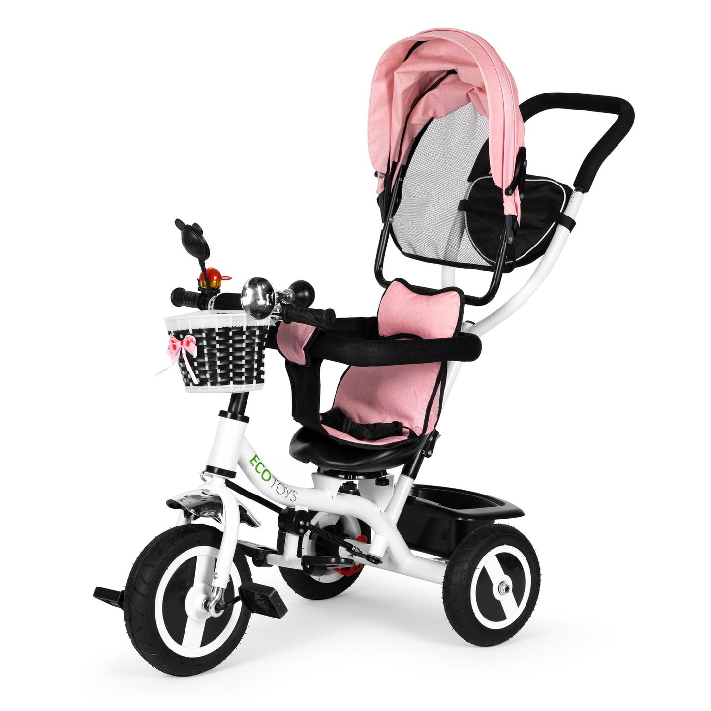 Tricycle rotating canopy durable rubber wheels