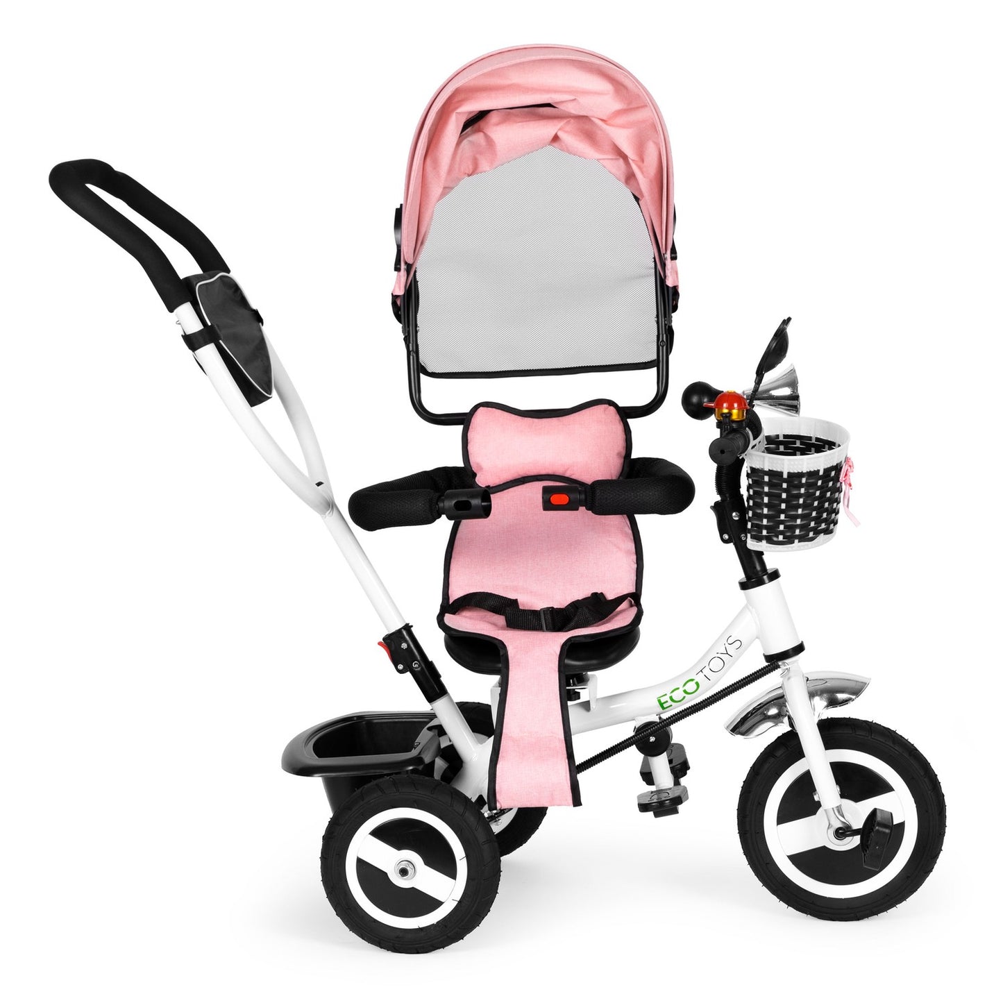 Tricycle rotating canopy durable rubber wheels