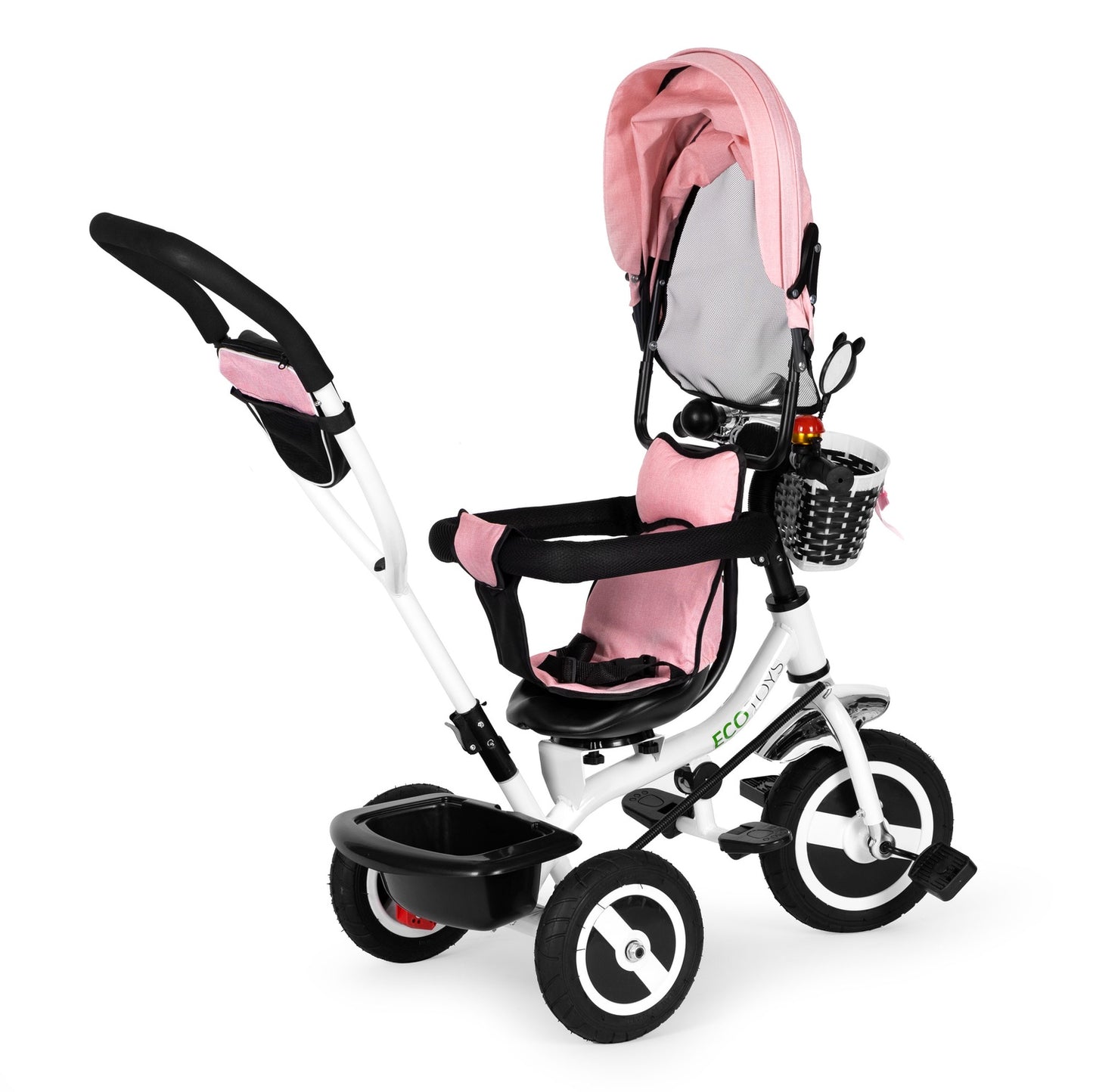 Tricycle rotating canopy durable rubber wheels