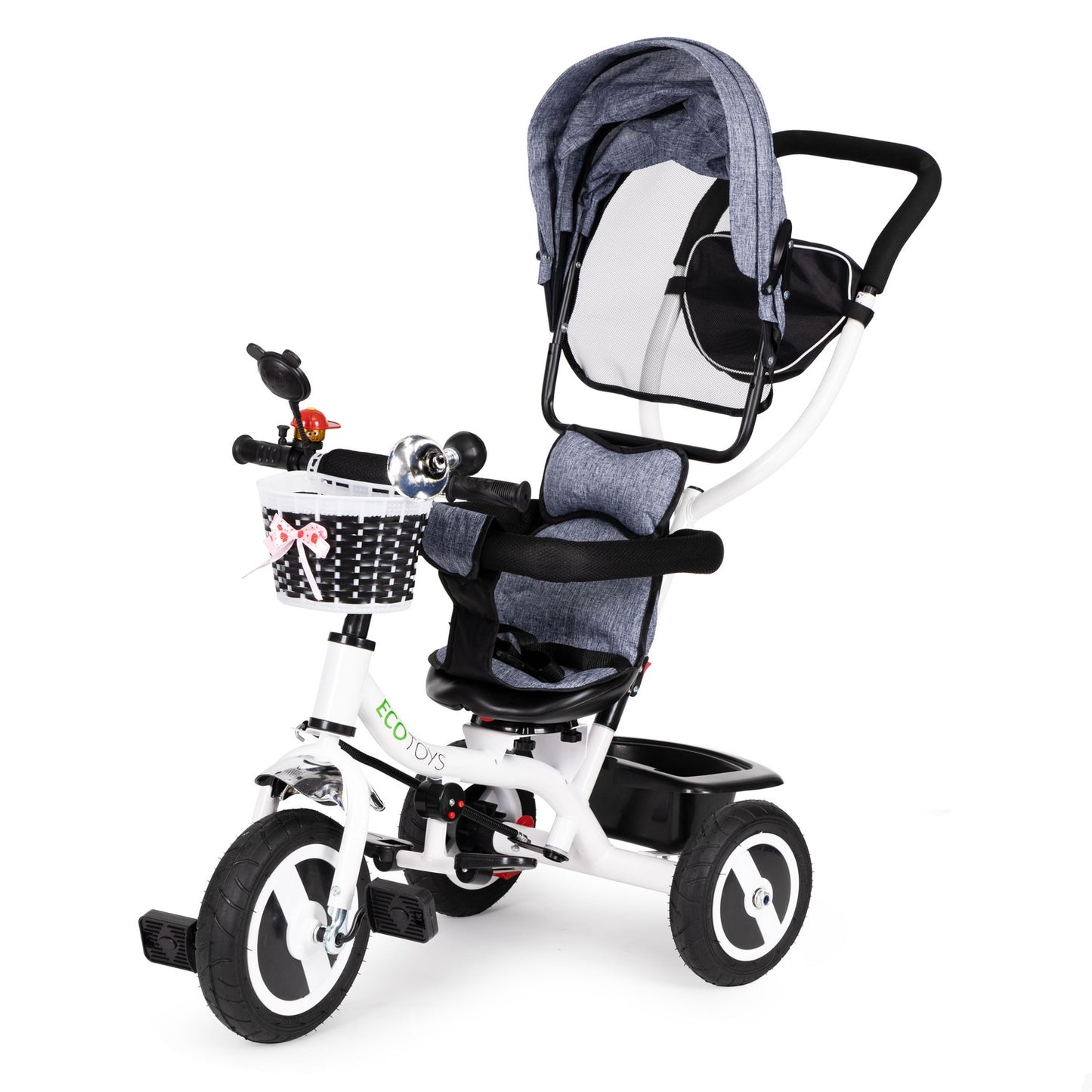 Tricycle rotating canopy gray durable rubber wheels