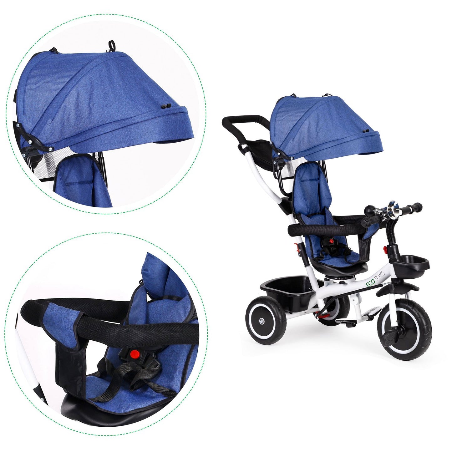 Tricycle stroller 360* swivel seat Blue