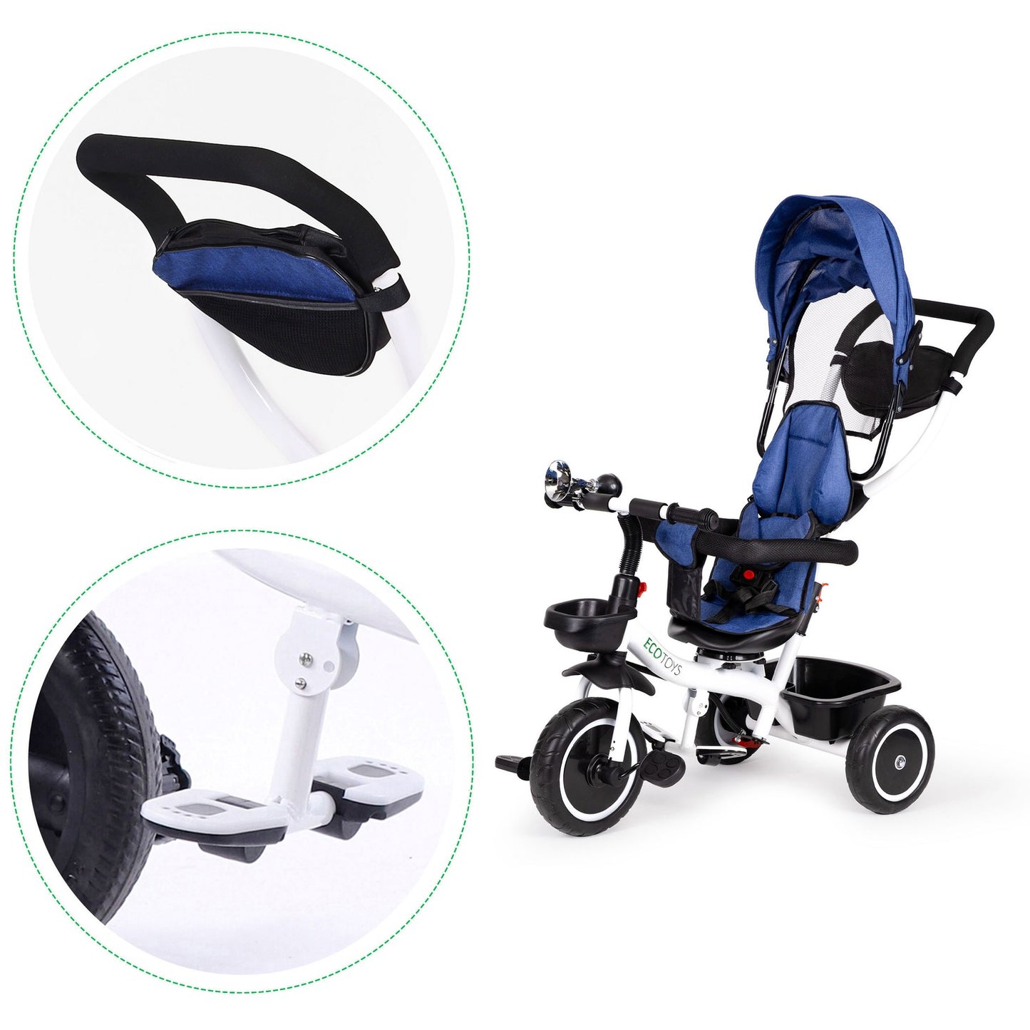 Tricycle stroller 360* swivel seat Blue