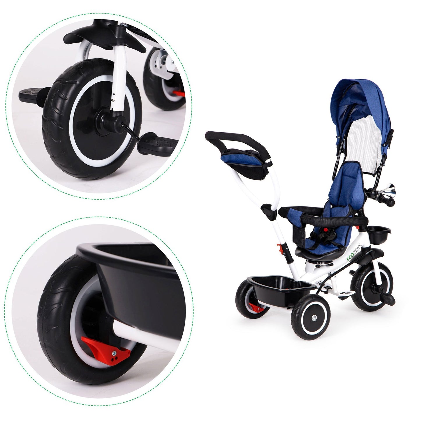 Tricycle stroller 360* swivel seat Blue