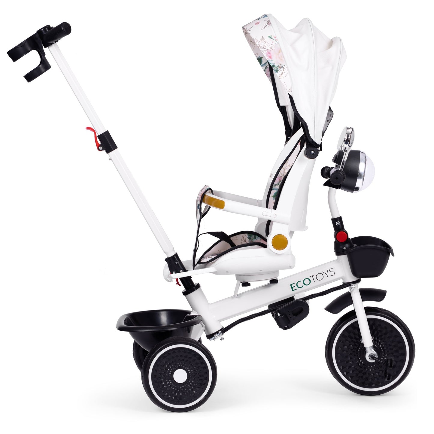 Tricycle stroller for children with swivel seat, push handle, and canopy, ECOTOYS