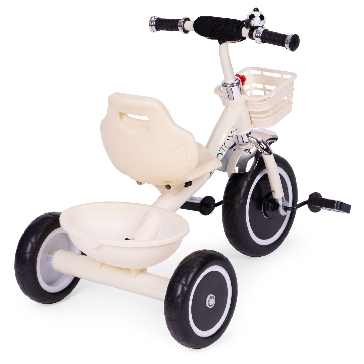 Tricycle with non-slip grips, bell, basket, beige, ECOTOYS