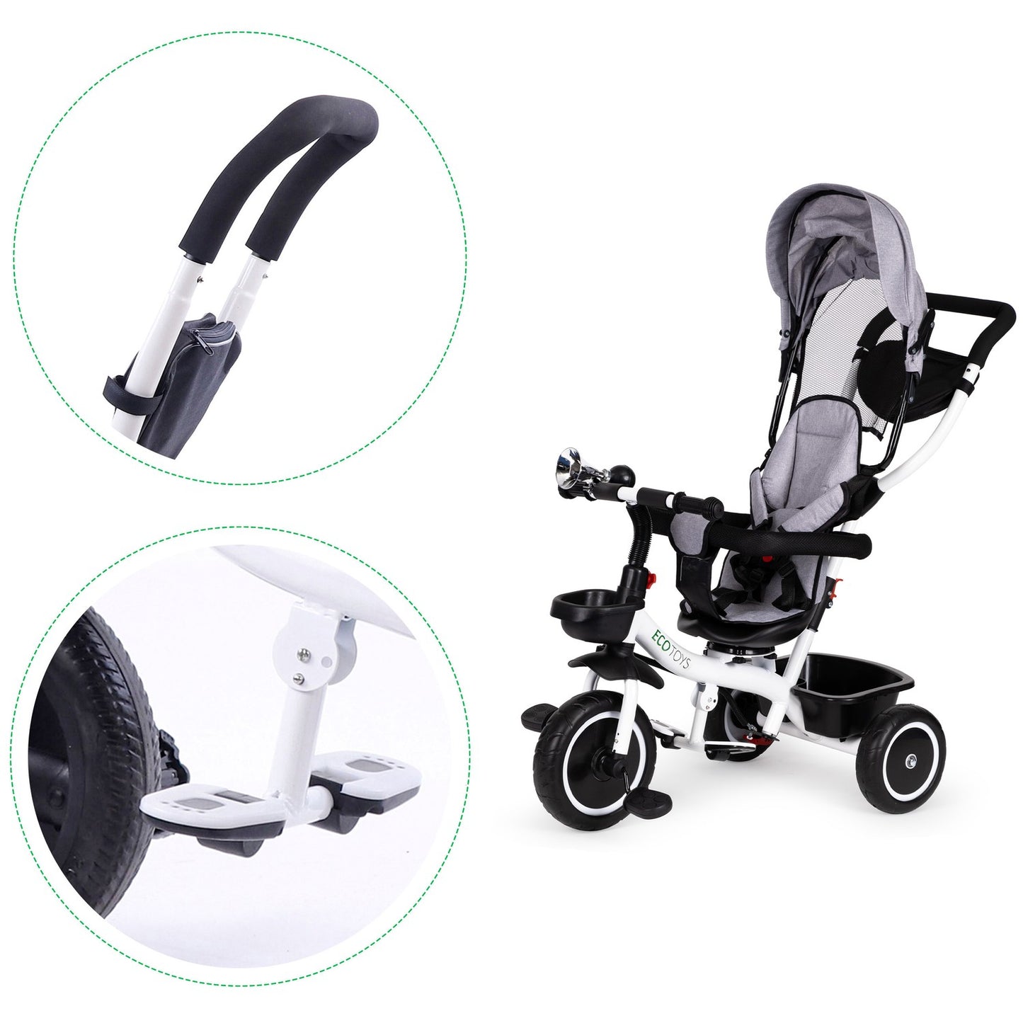 Tricycle with rotating seat 360' ECOTOYS, gray