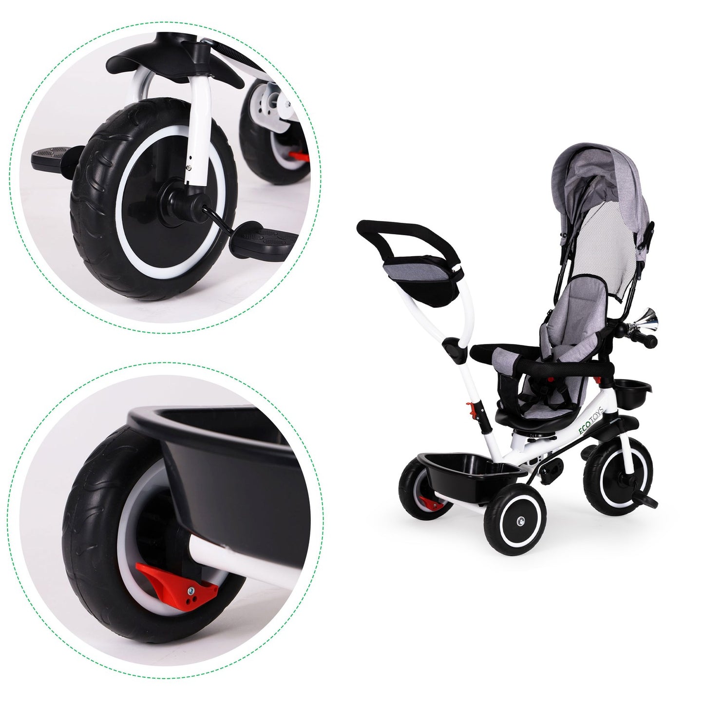 Tricycle with rotating seat 360' ECOTOYS, gray
