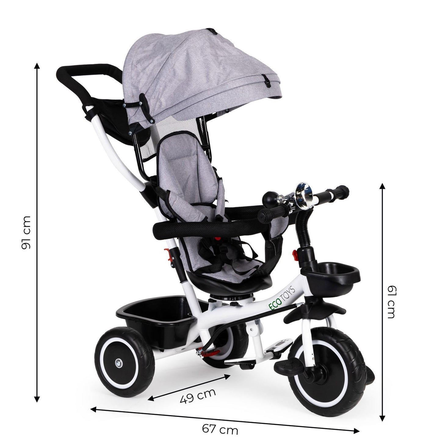 Tricycle with rotating seat 360' ECOTOYS, gray