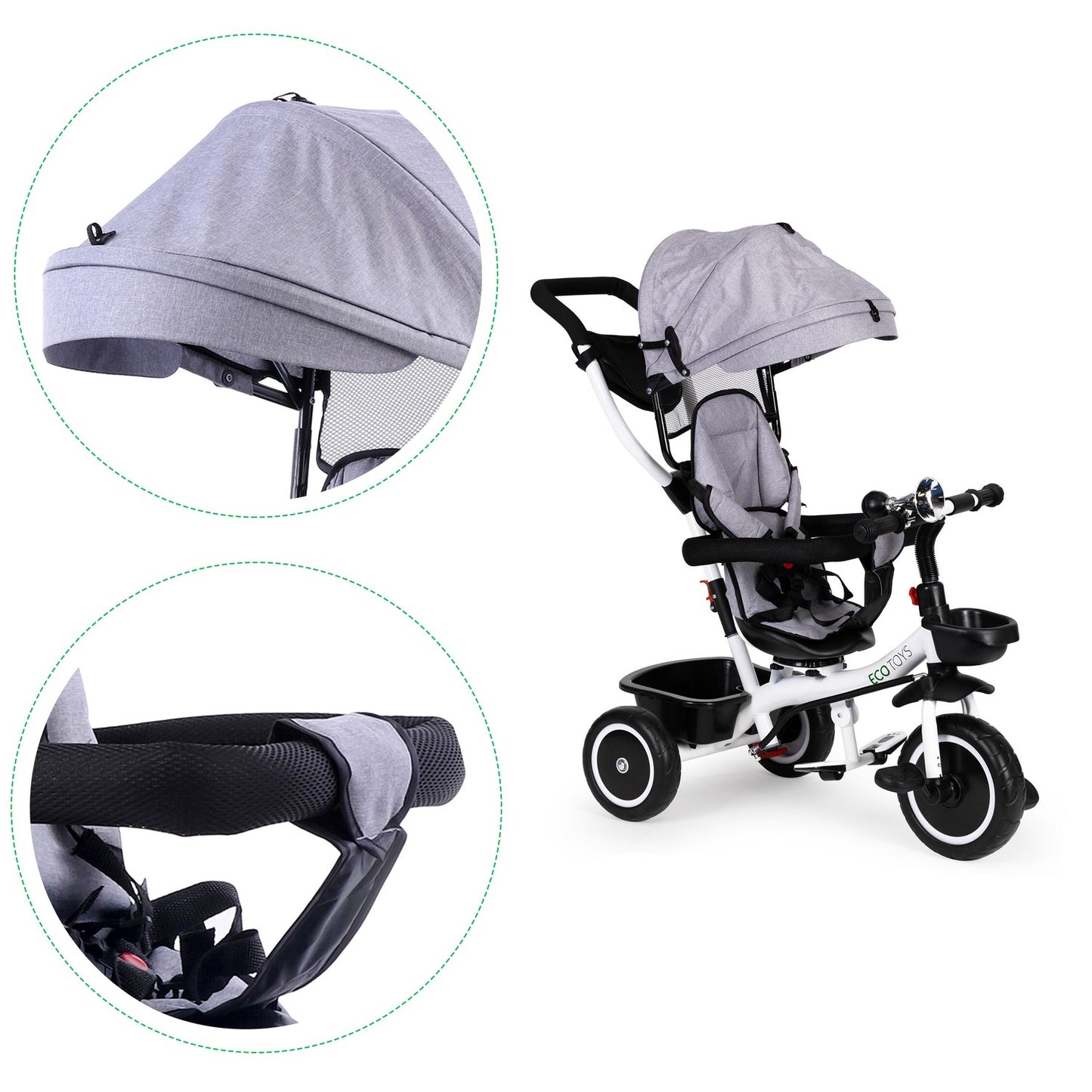 Tricycle with rotating seat 360' ECOTOYS, gray
