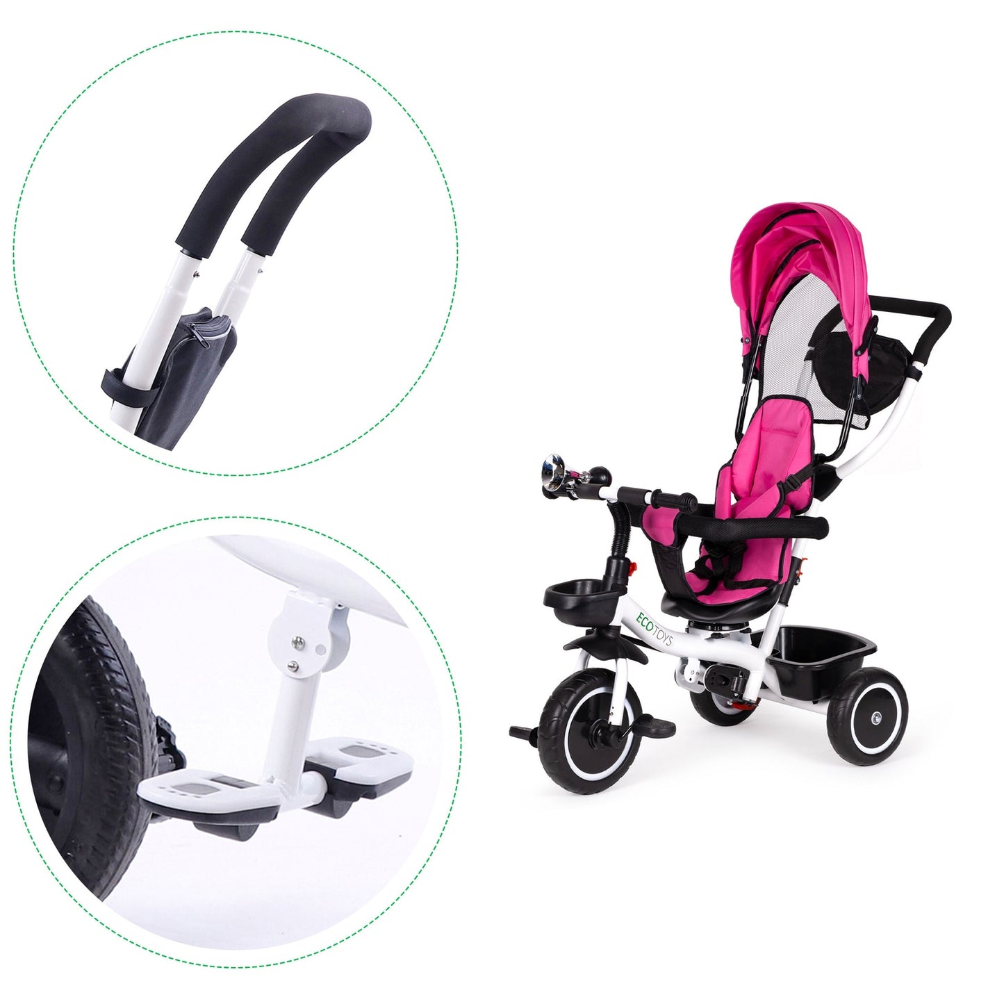 Tricycle with rotating seat 360' ECOTOYS, pink