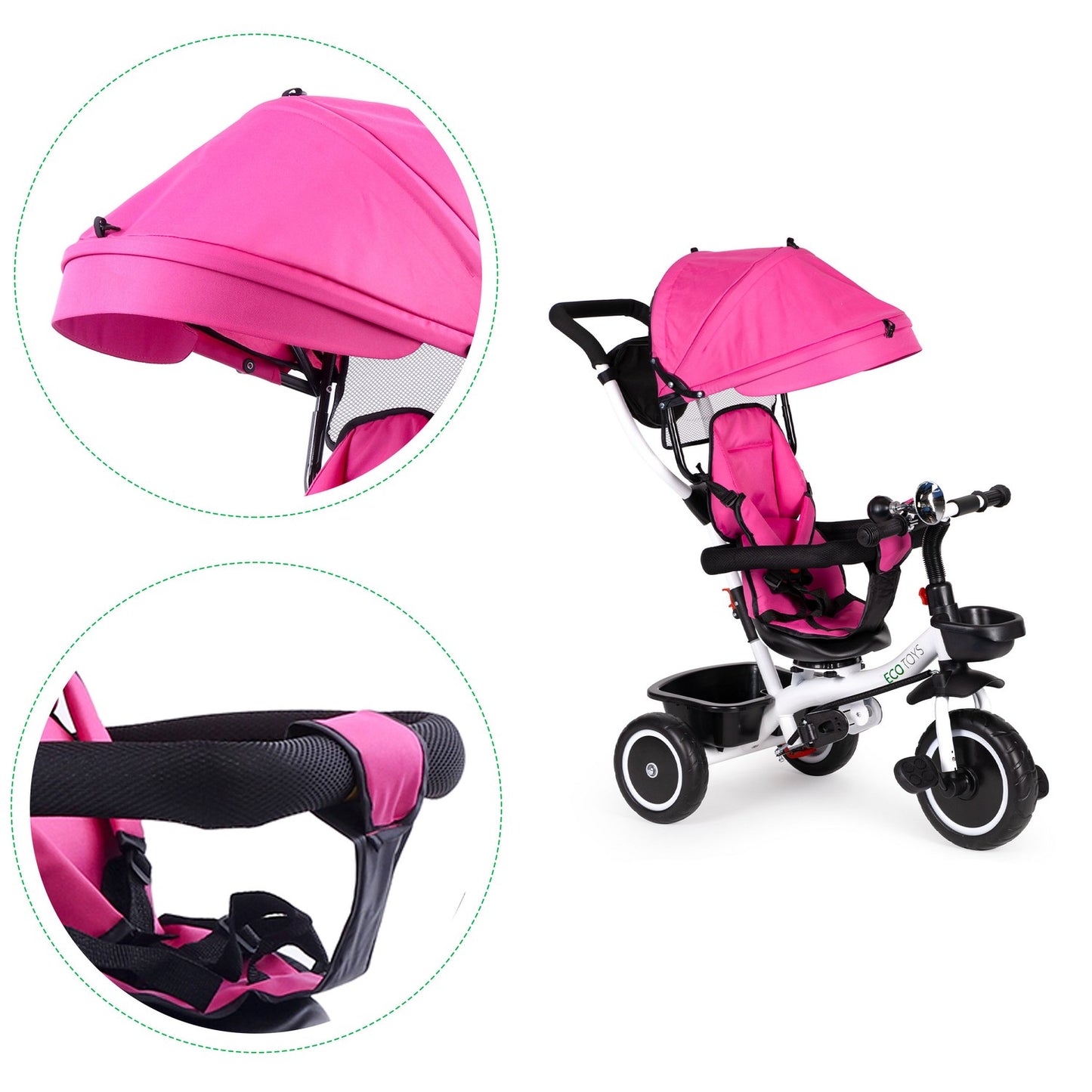 Tricycle with rotating seat 360' ECOTOYS, pink