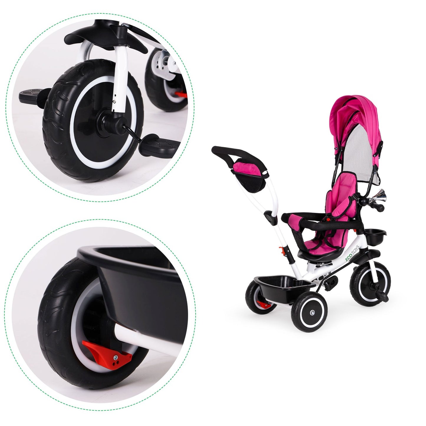 Tricycle with rotating seat 360' ECOTOYS, pink