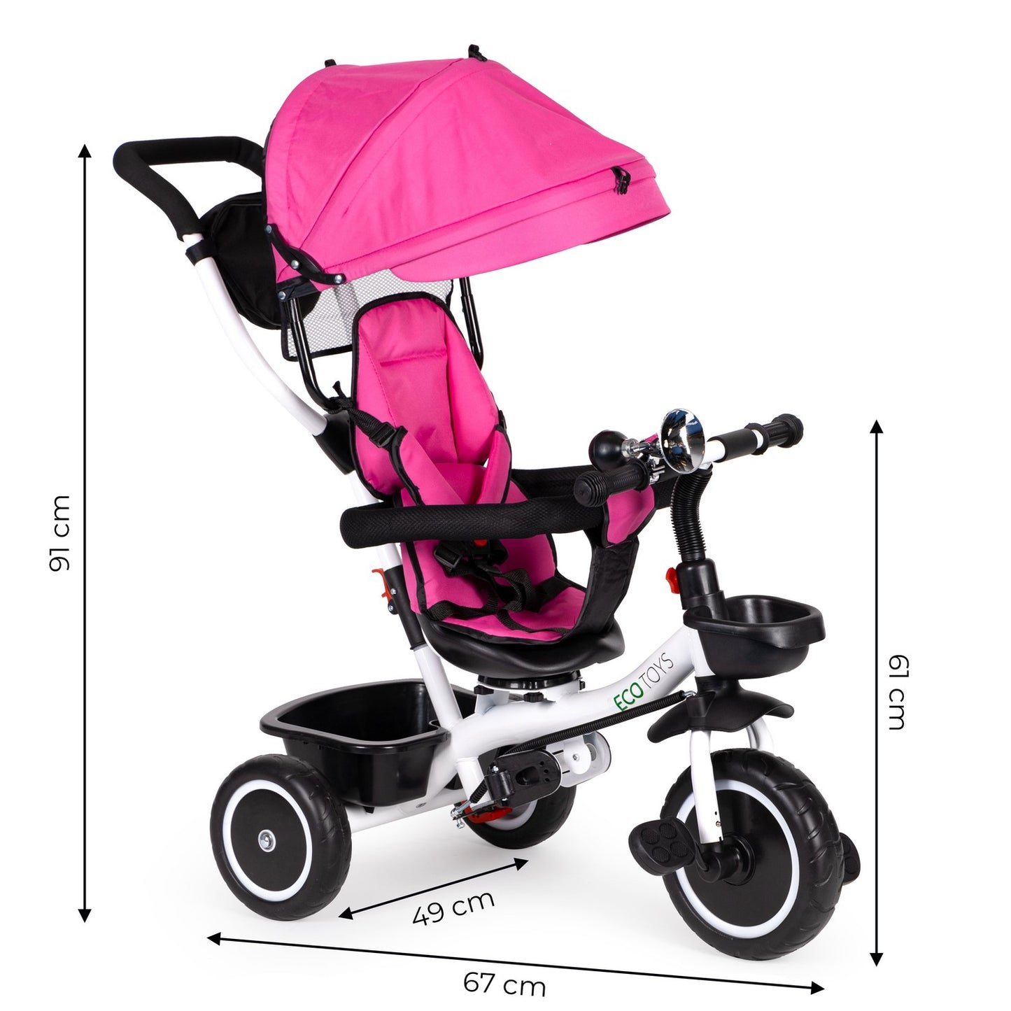 Tricycle with rotating seat 360' ECOTOYS, pink