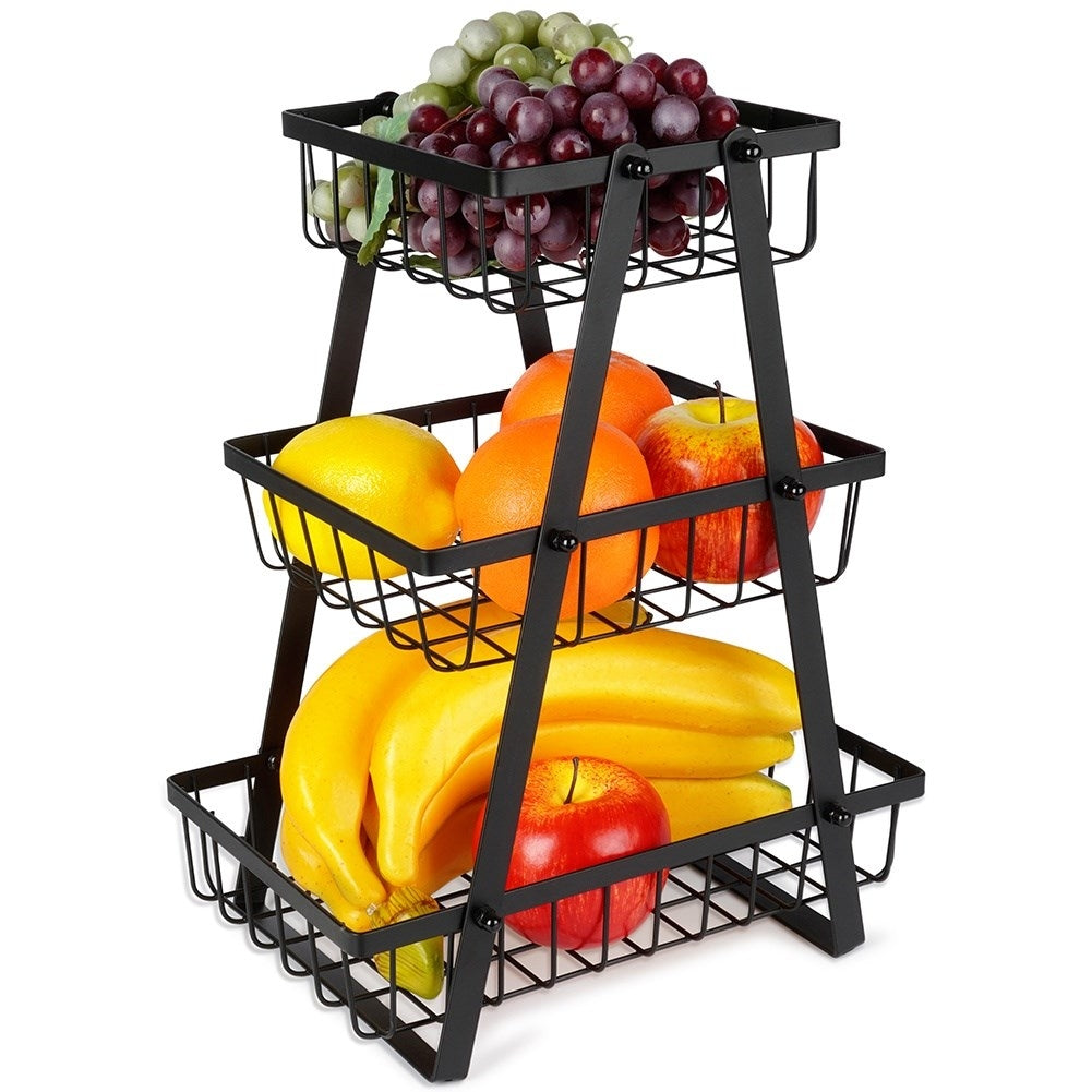 Triple-Tier Loft-Style Fruit Basket, Perfect for Kitchens