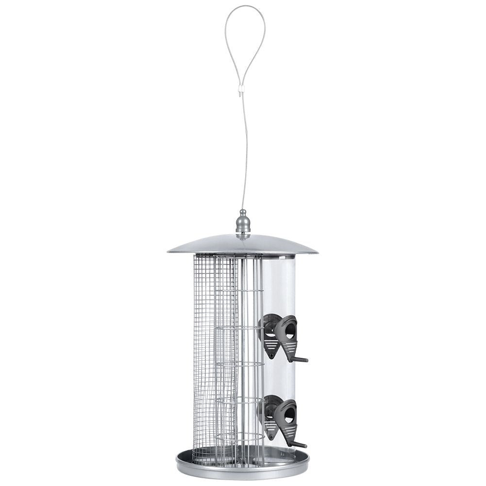 Triple bird feeder for seeds, tallow balls and feed