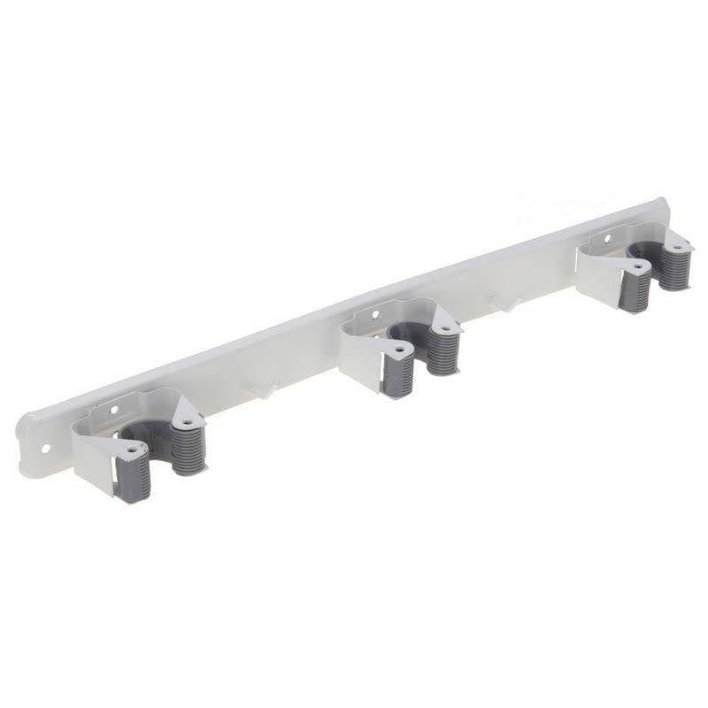 Triple hanger for mop, broom & garden tools in metal