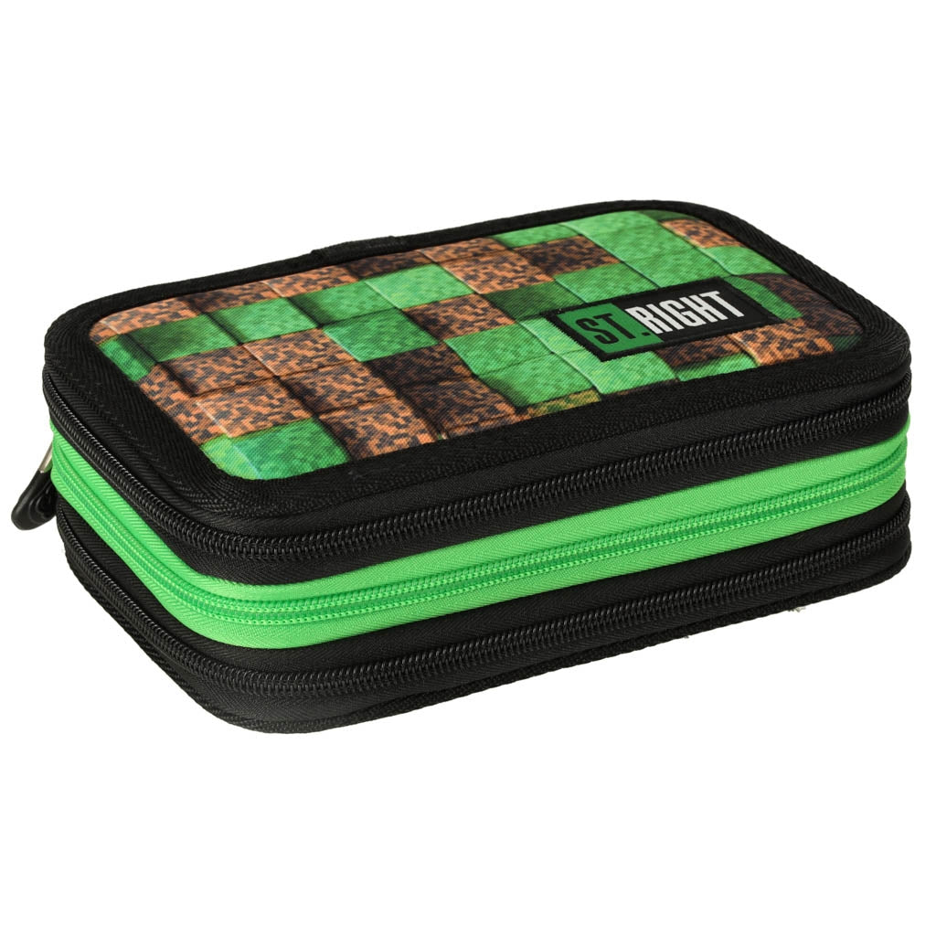 Triple pencil case with accessories Pixel Cubes