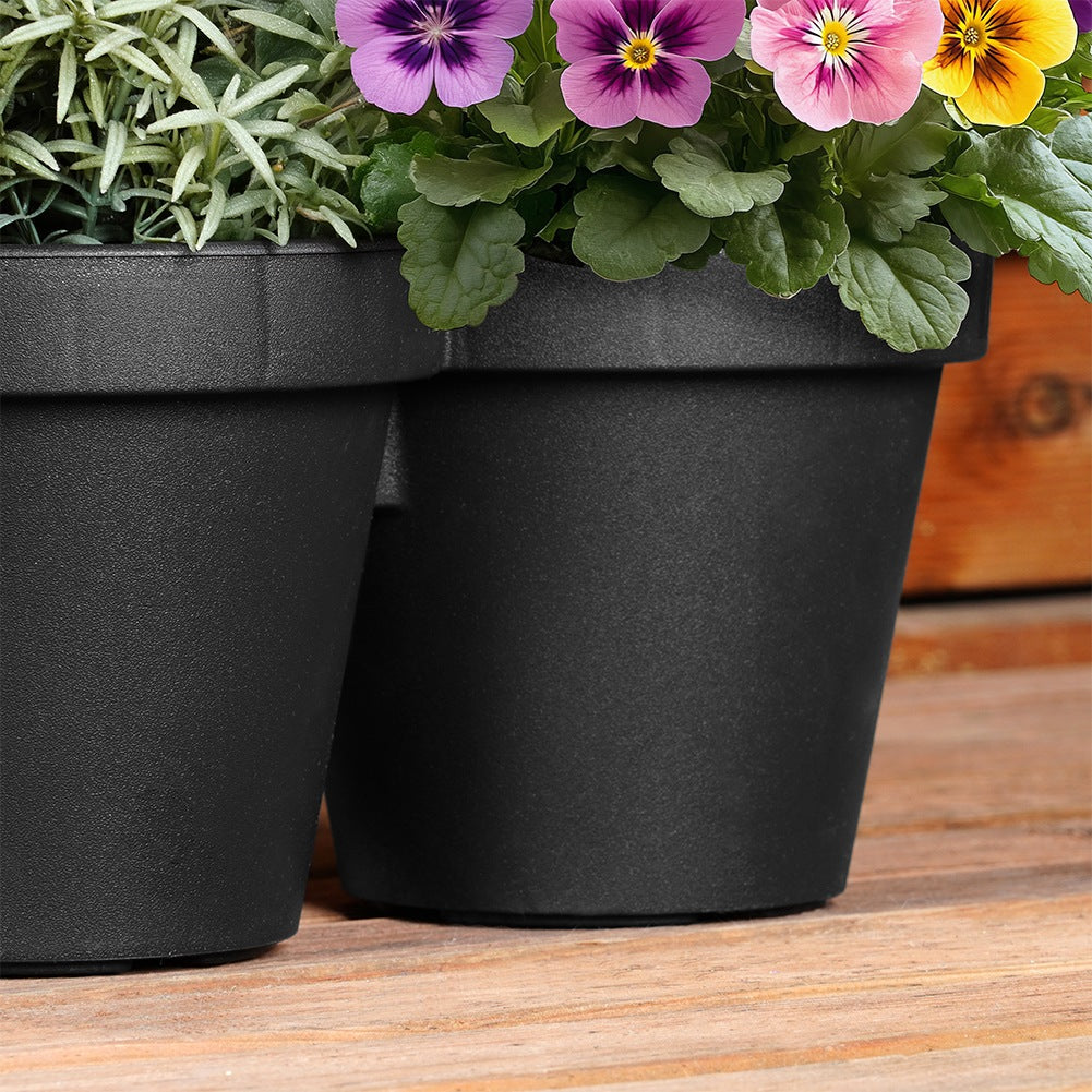 Triple plastic garden pot, black, 39.5 cm