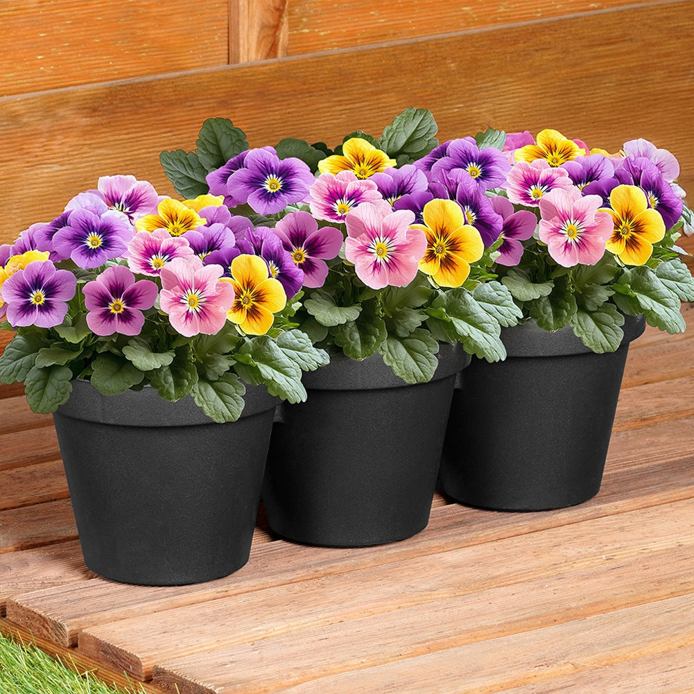 Triple plastic garden pot, black, 39.5 cm