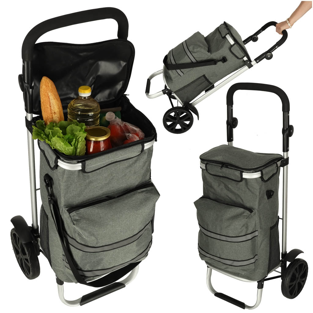Trolley shopping bag on wheels 100cm grey