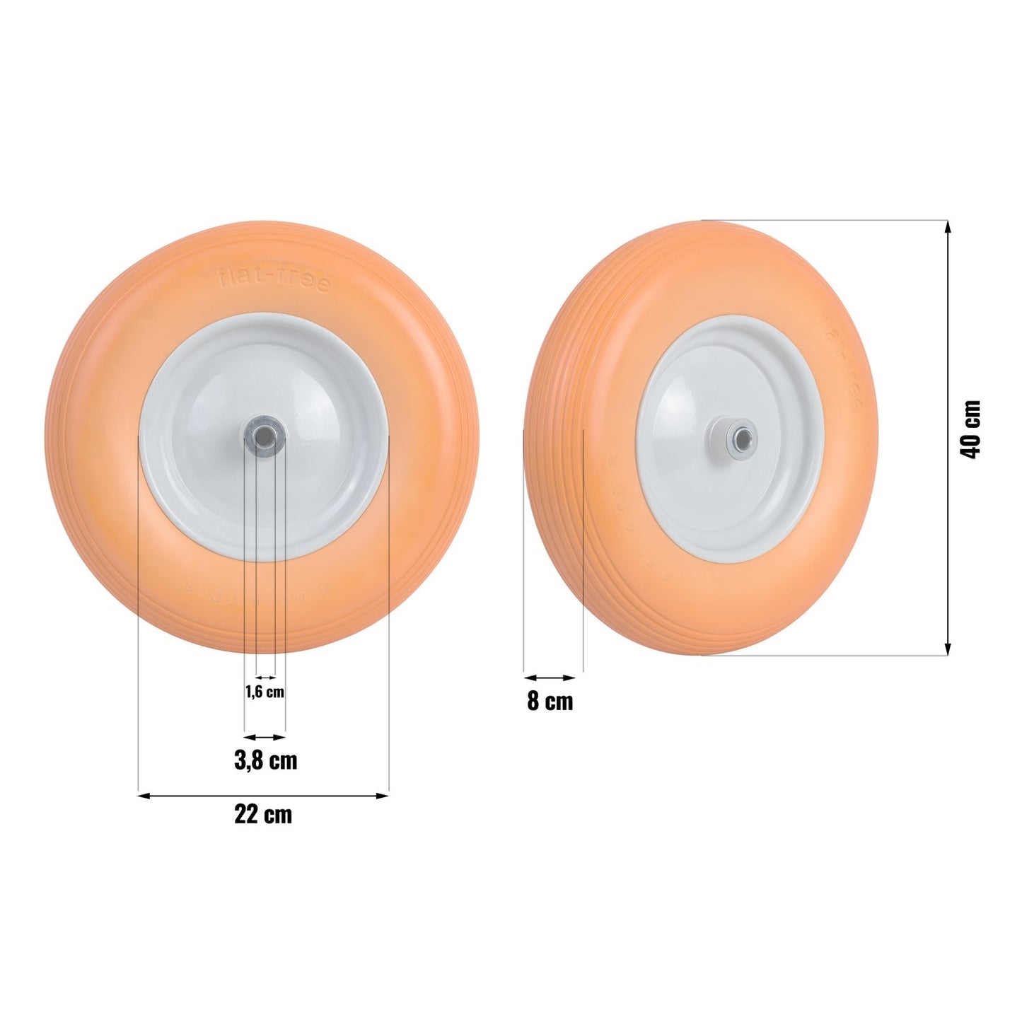 Tubeless wheelbarrow wheel 4.00-8 orange and white