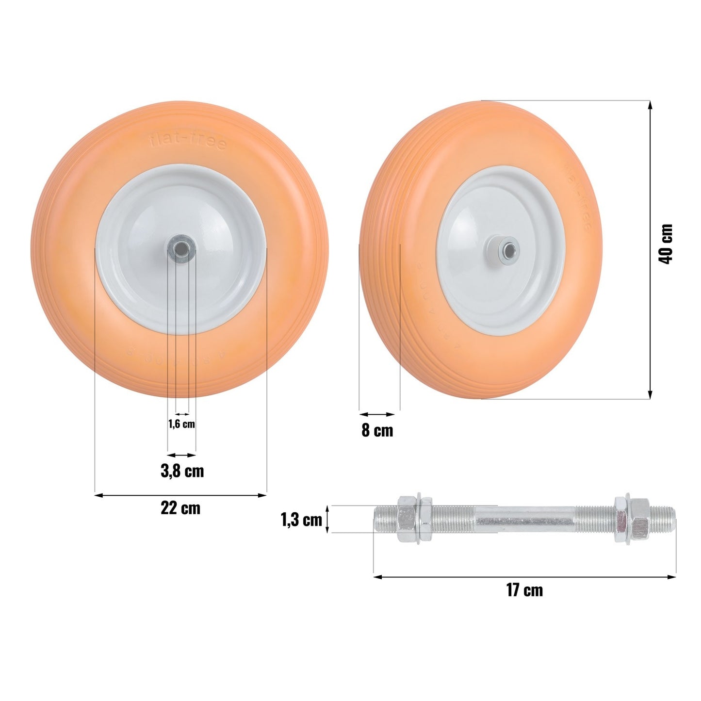 Tubeless wheelbarrow wheel 4.00-8 orange and white