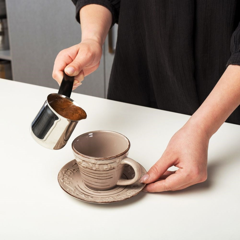 Turkish Coffee Maker in Stainless Steel with Heat Resistant Handle