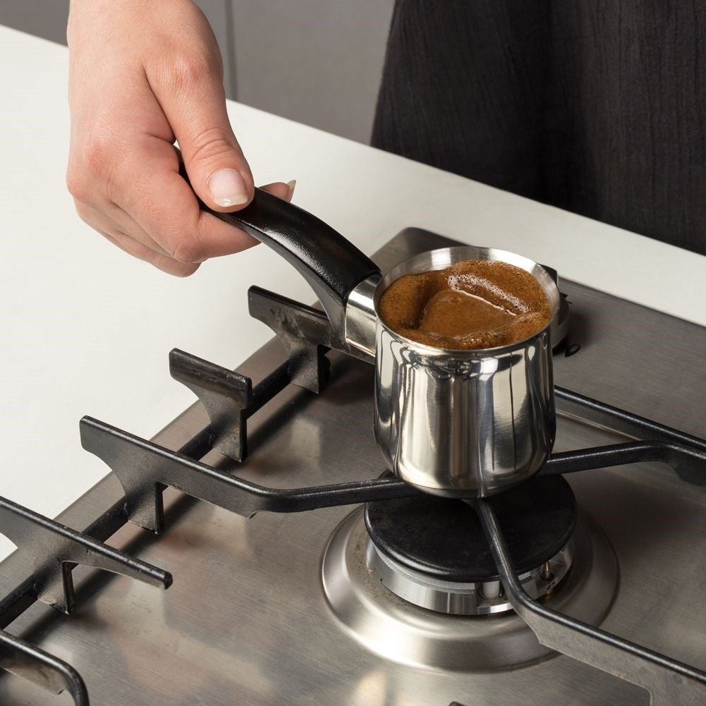 Turkish Coffee Pot in Stainless Steel with Heat Resistant Handle