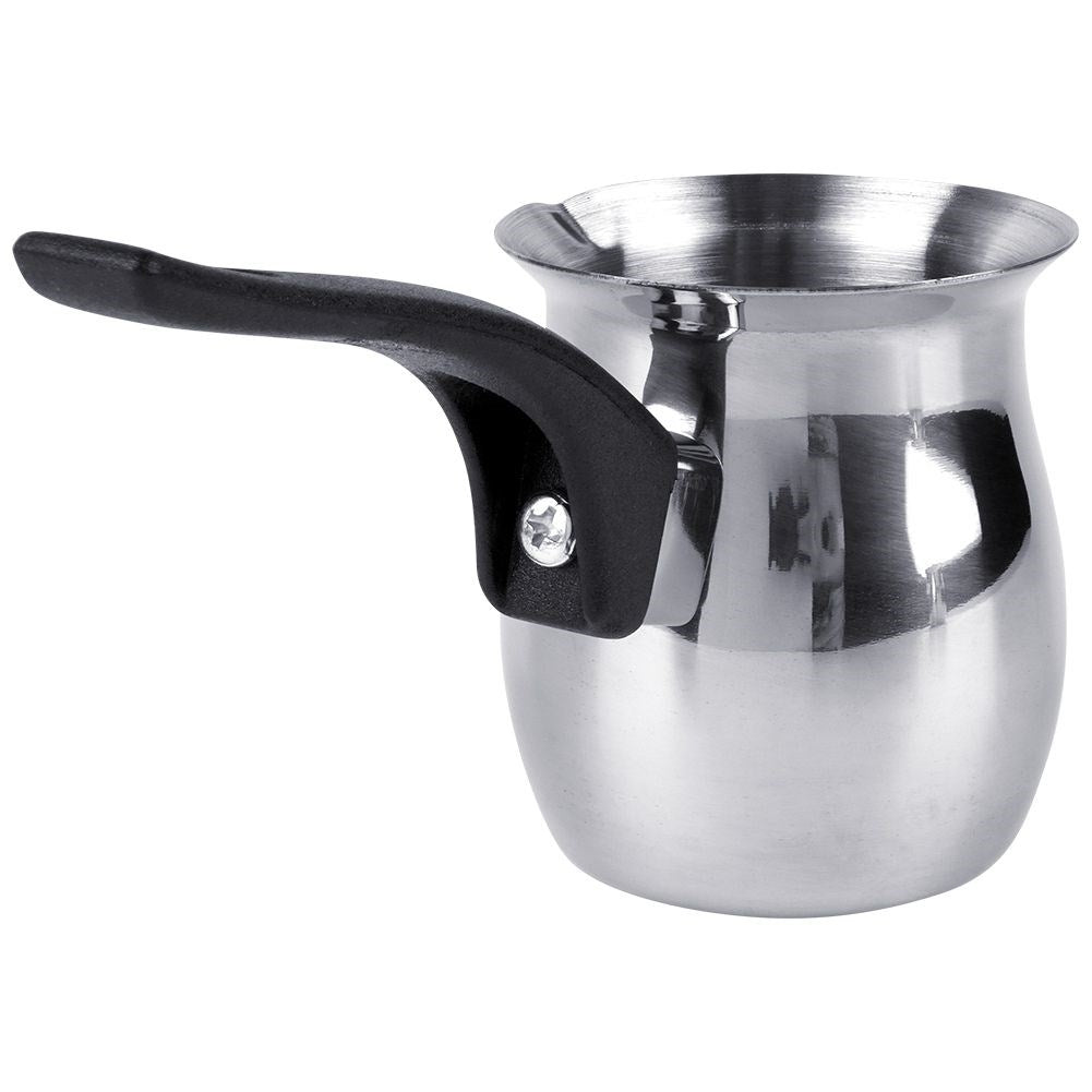 Turkish coffee maker in stainless steel with heat-resistant handle