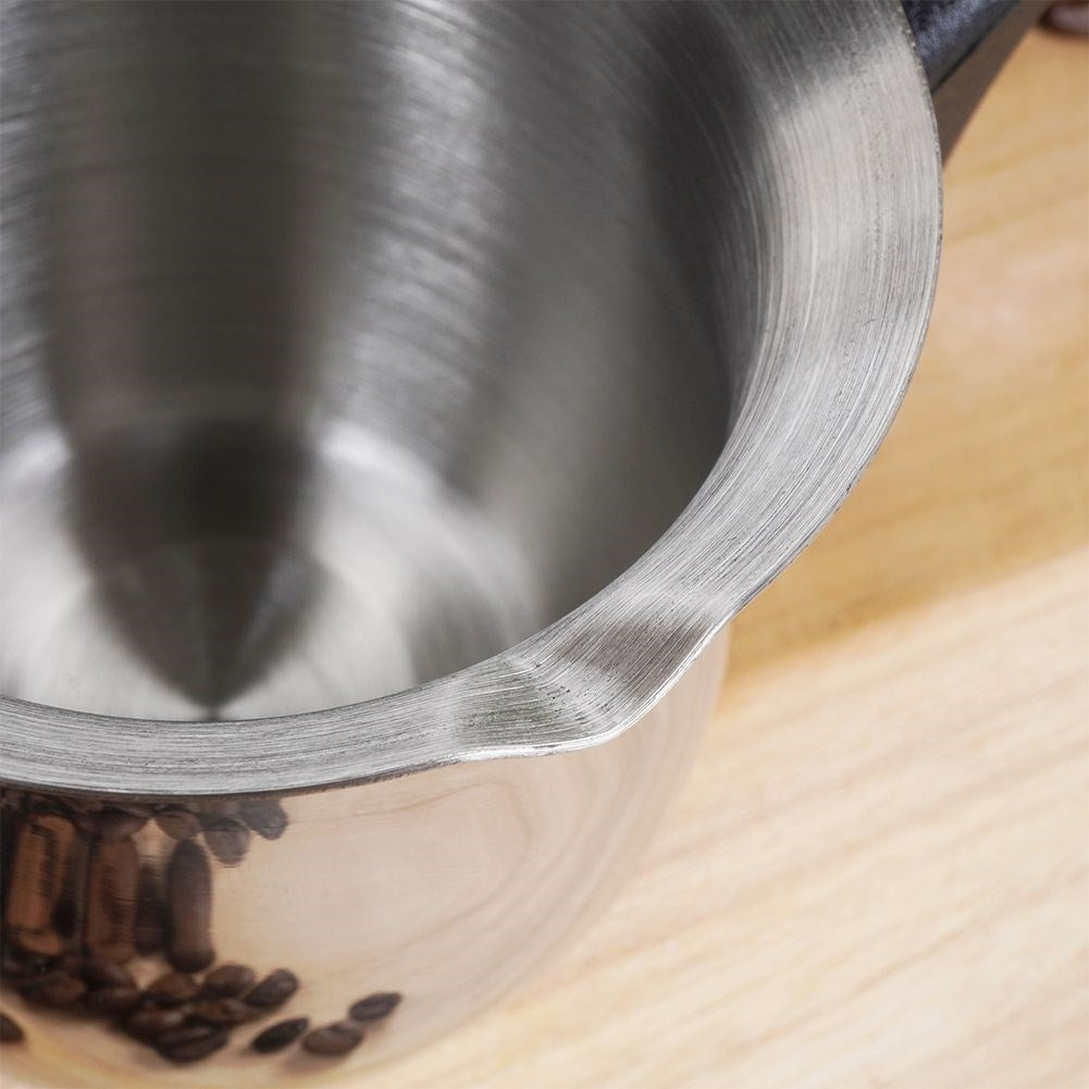 Turkish coffee maker in stainless steel with heat-resistant handle