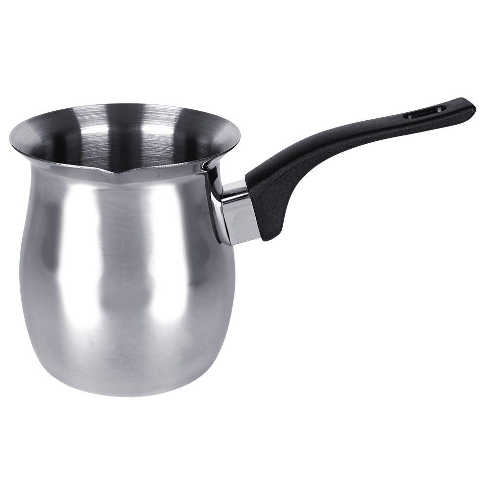 Turkish coffee maker in stainless steel with heat-resistant handle