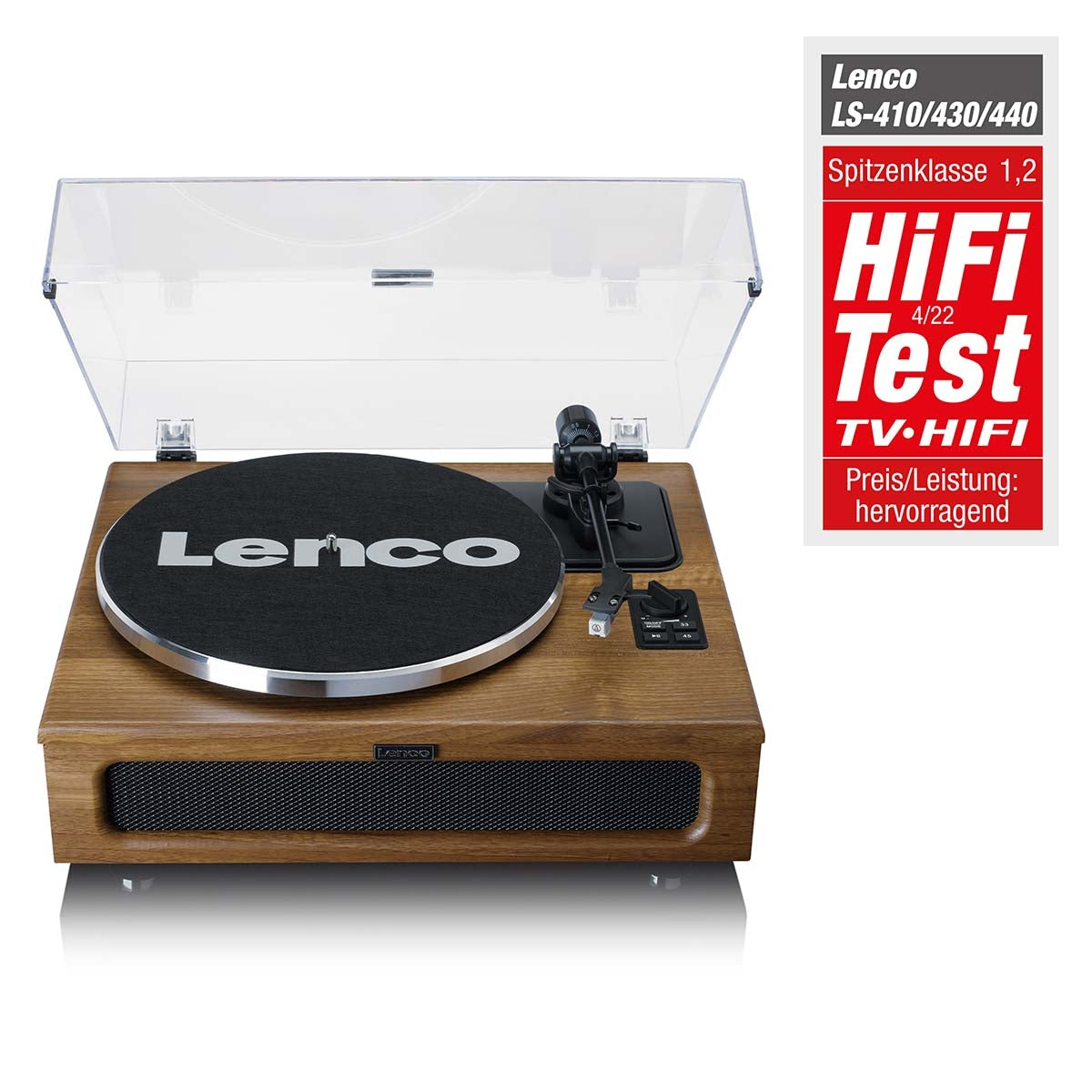 Turntable with 4 speakers built-in and Bluetooth® reception Wood