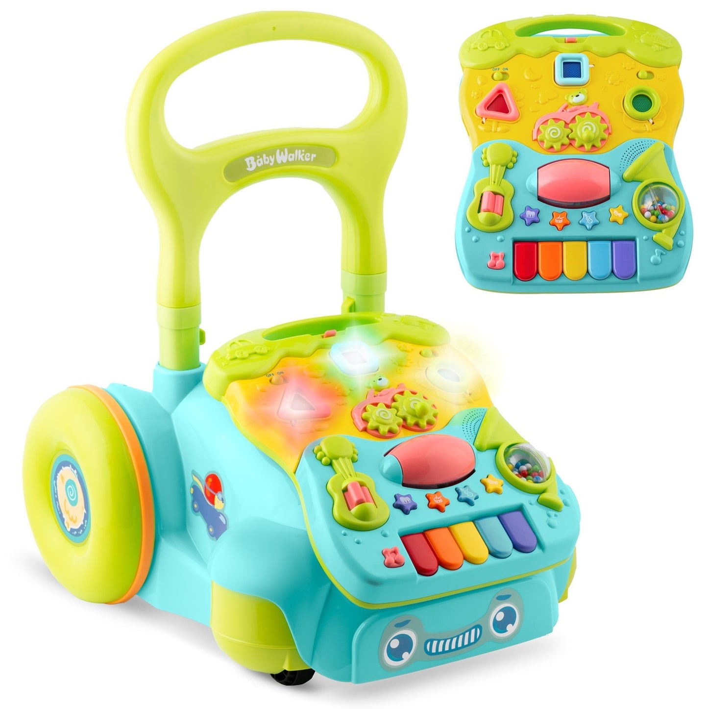 Turquoise 2-in-1 Learn-Walk-Carriage with Music RK-744 from Ricokids
