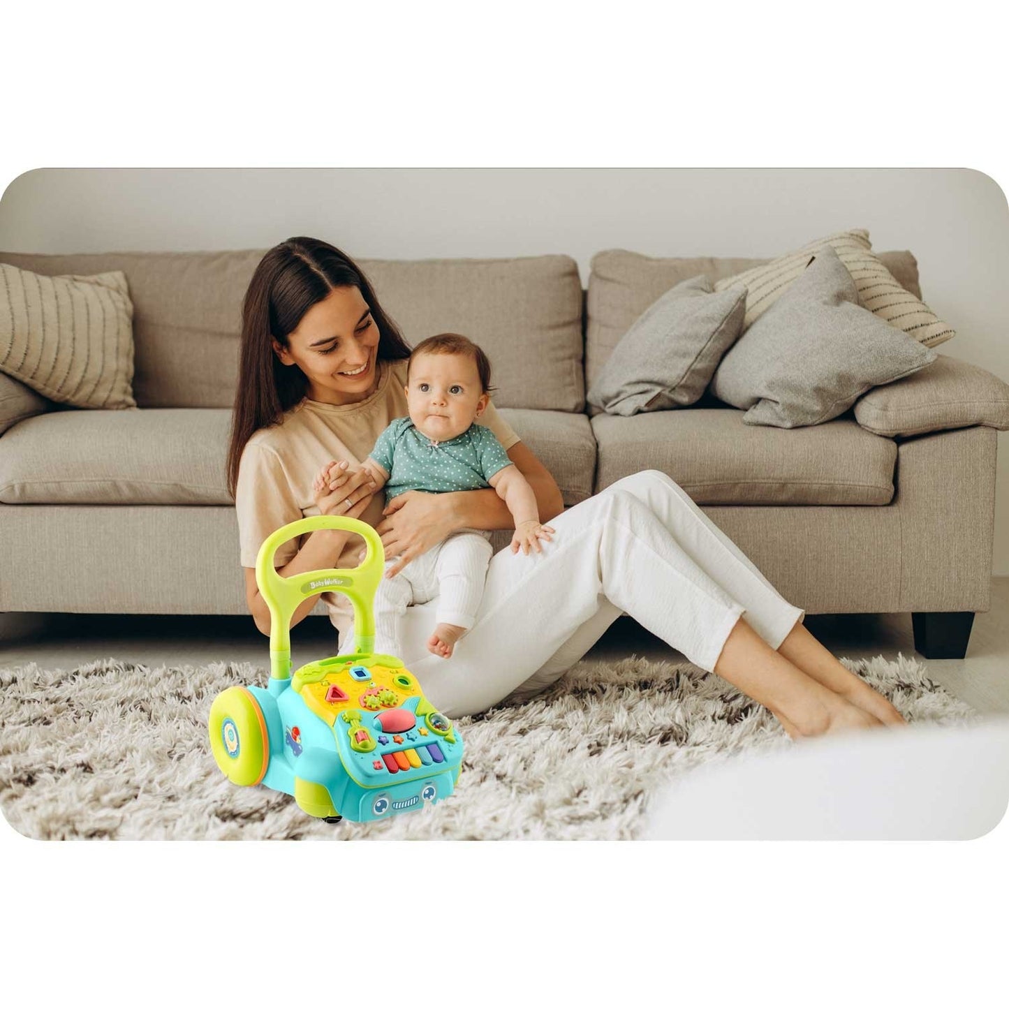 Turquoise 2-in-1 Learn-Walk-Carriage with Music RK-744 from Ricokids