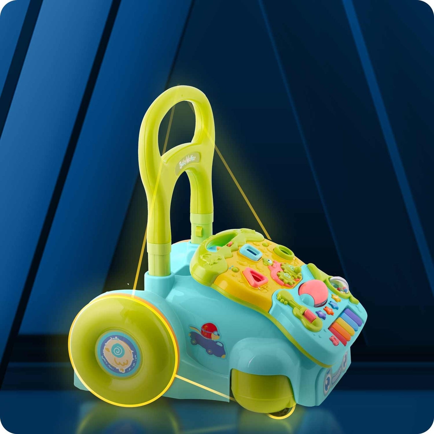 Turquoise 2-in-1 Learn-Walk-Carriage with Music RK-744 from Ricokids