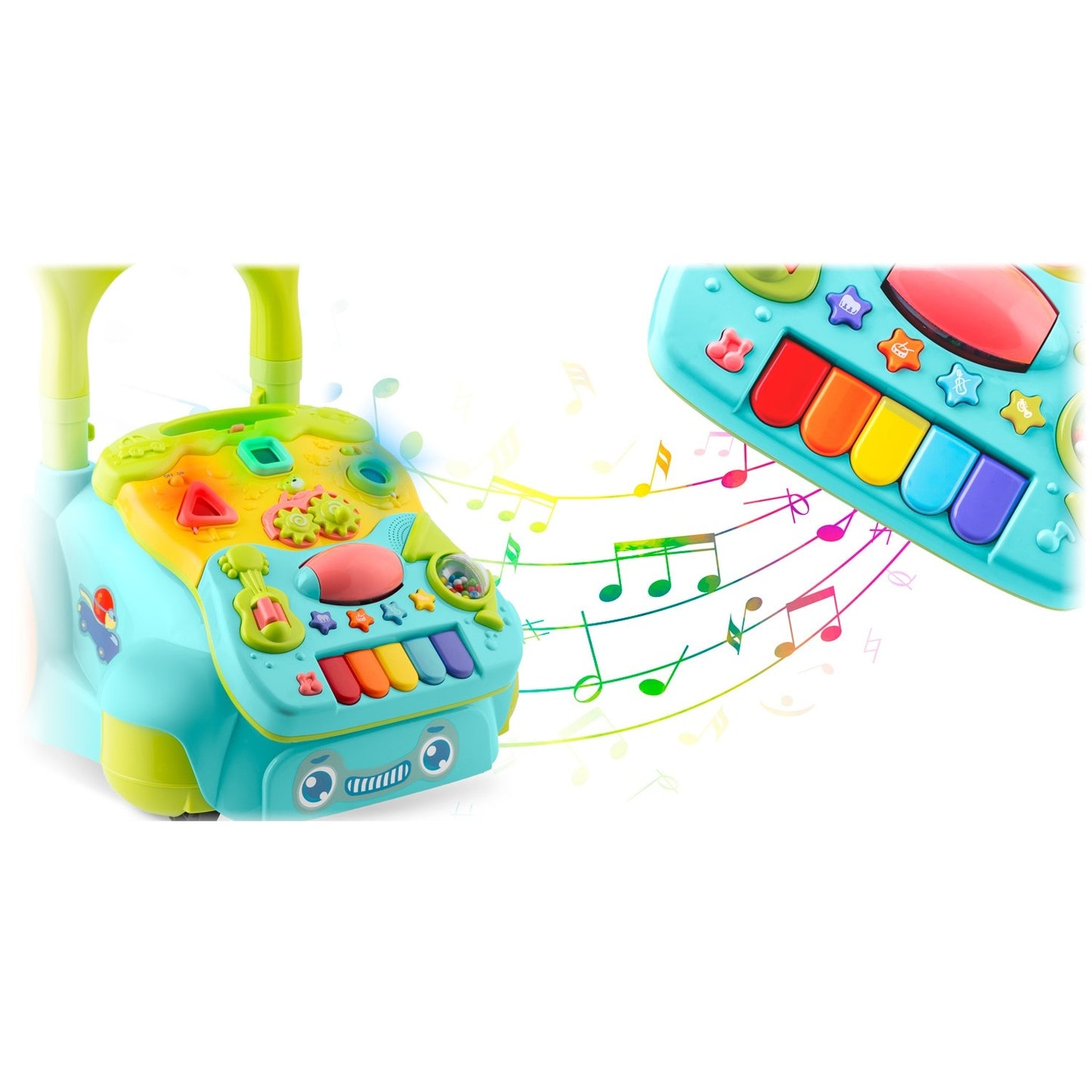 Turquoise 2-in-1 Learn-Walk-Carriage with Music RK-744 from Ricokids