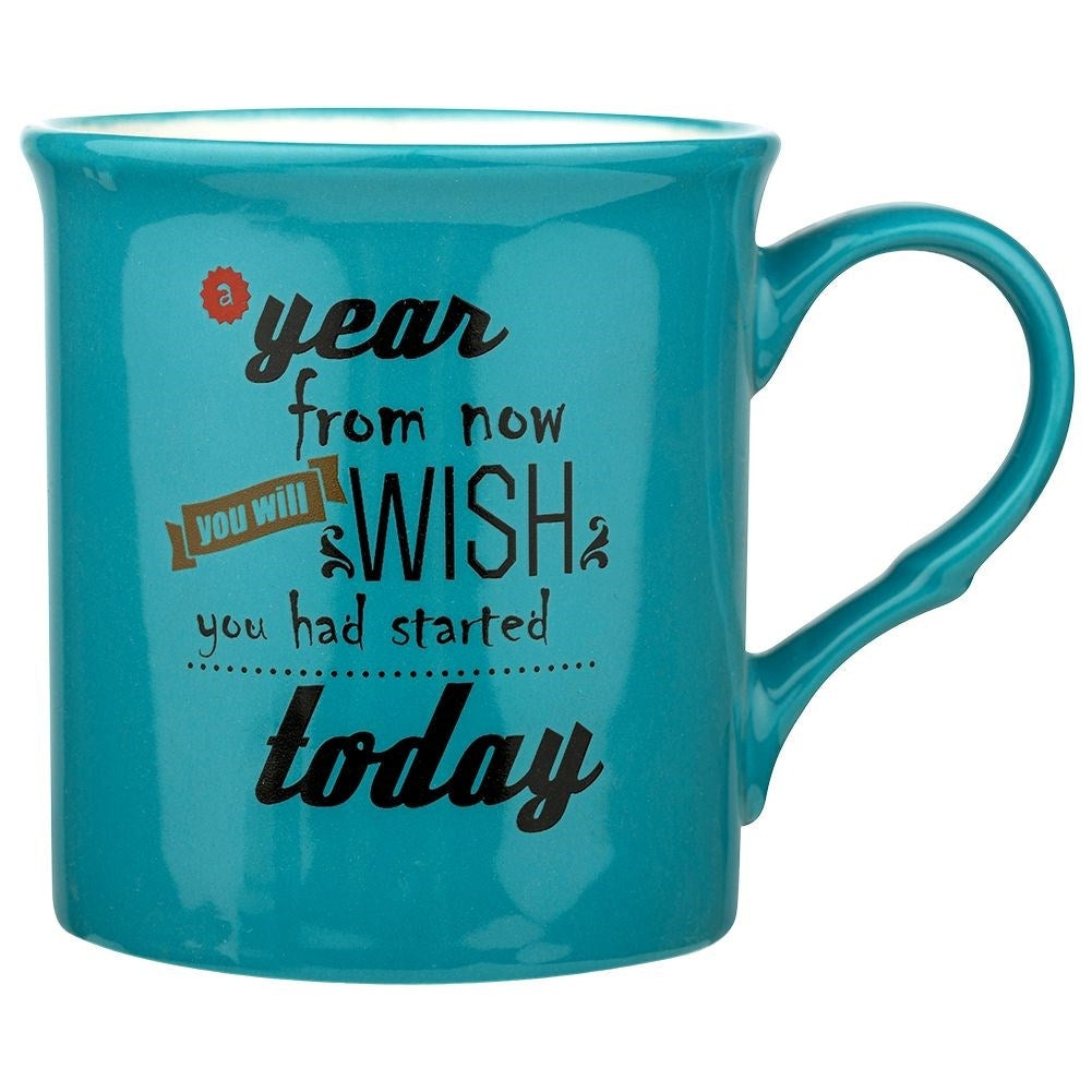Turquoise Porcelain Mugs: Inspirational Quotes, Dishwasher Safe
