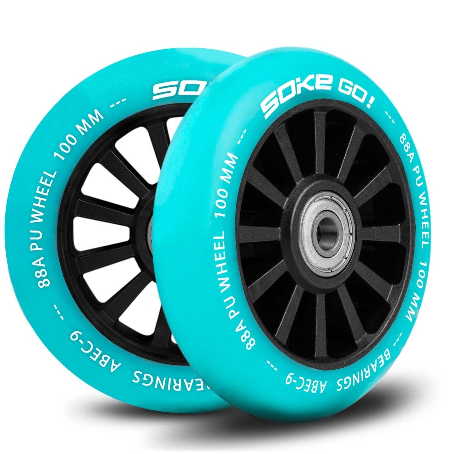 Turquoise wheels for scooter 100 mm, 2-pack