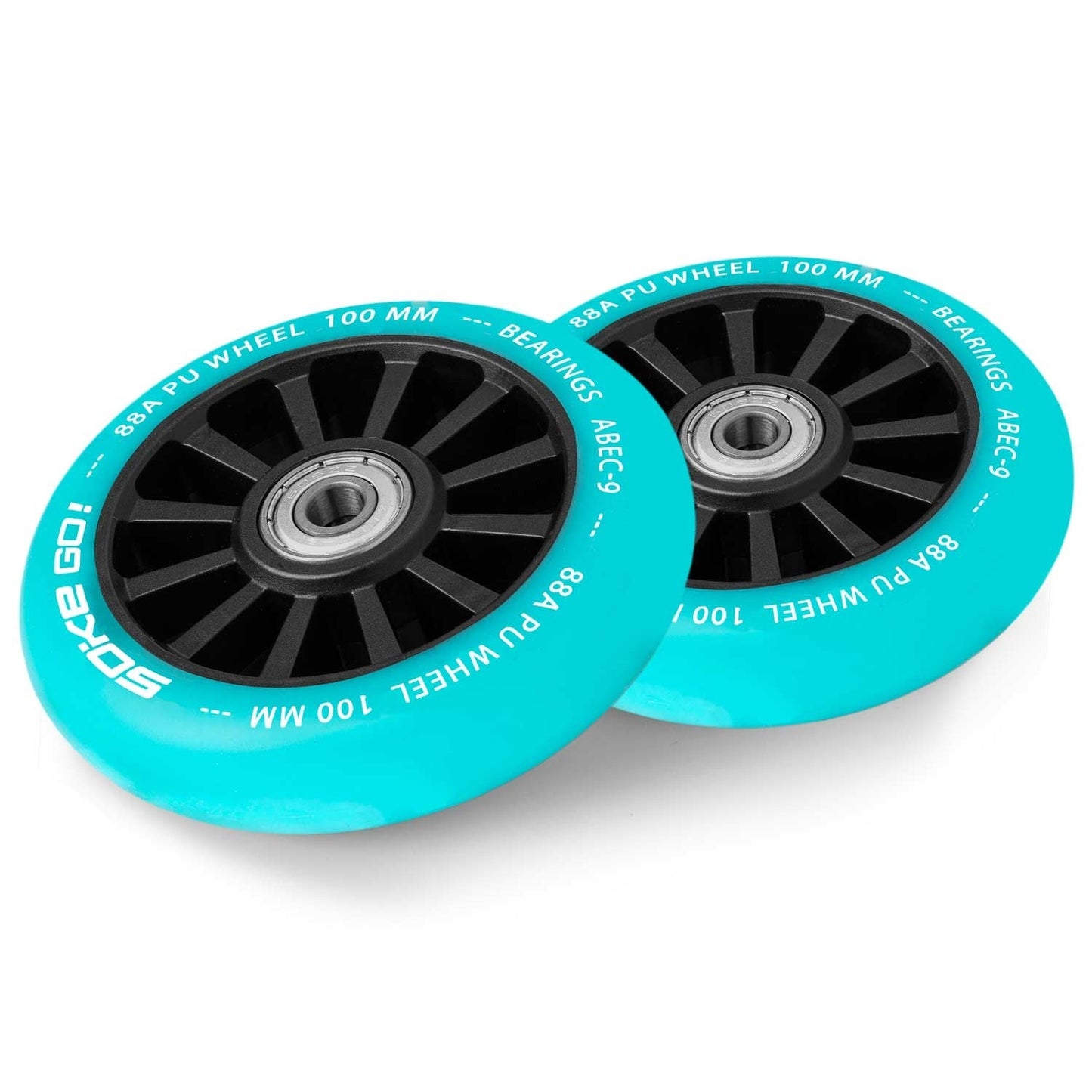 Turquoise wheels for scooter 100 mm, 2-pack
