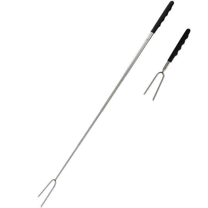 Twin-tip telescopic barbecue stick for campfires