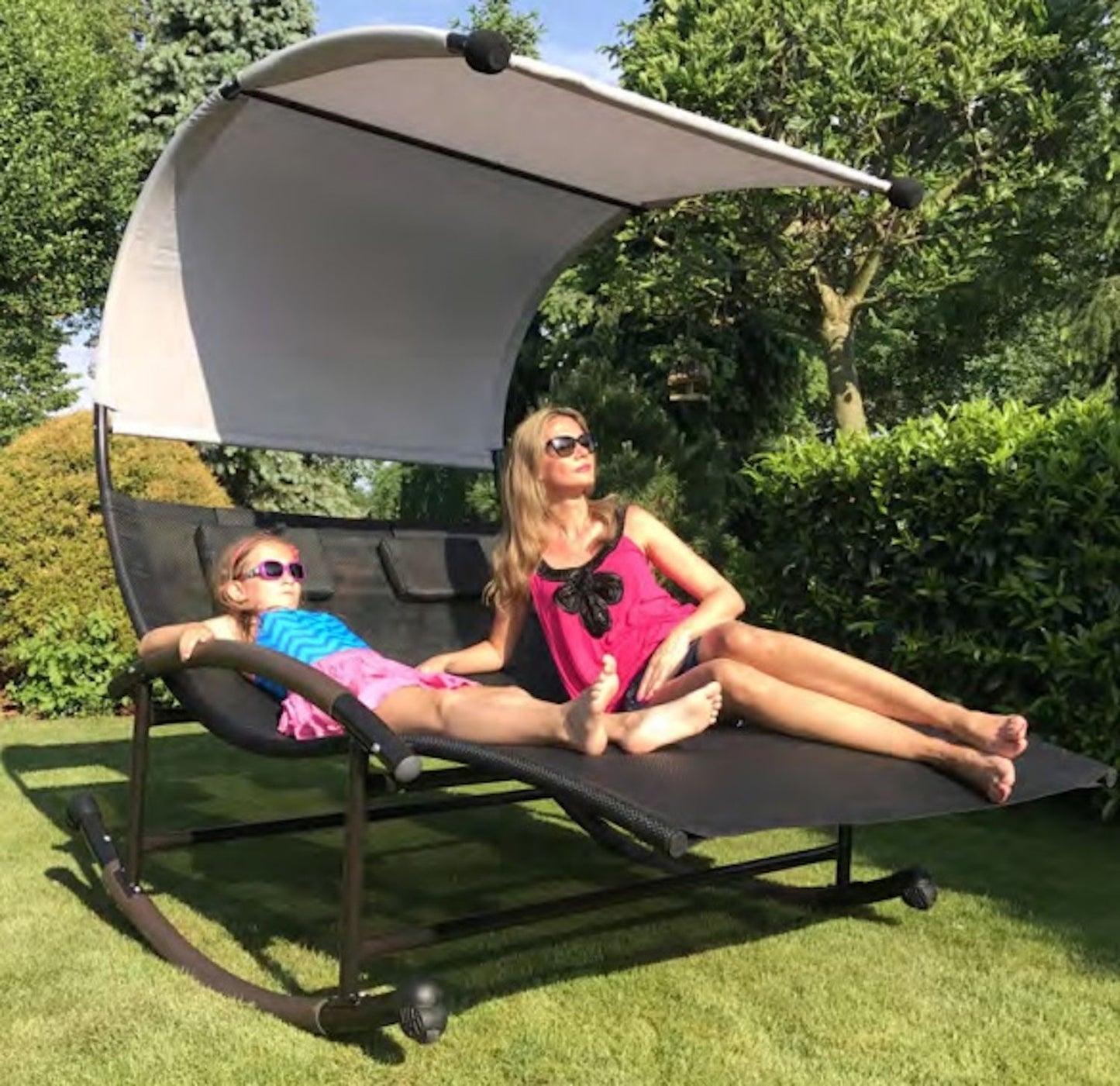 Two-Person Rocking Lounger with Canopy + Cushions MultiGarden