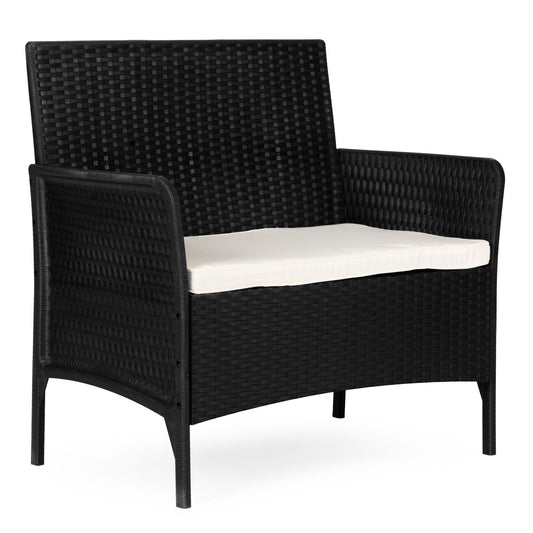 Two-Seater Outdoor Sofa with Cushion, Rattan Effect