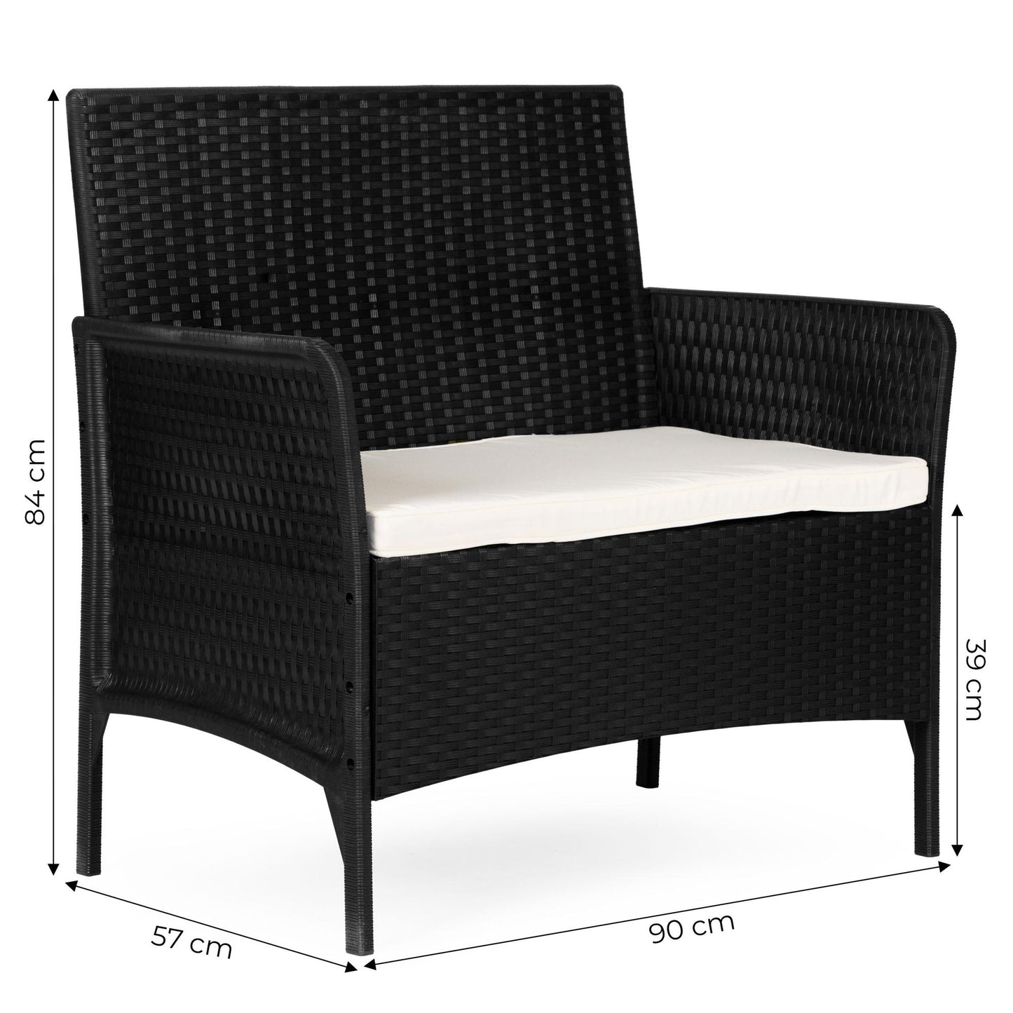 Two-Seater Outdoor Sofa with Cushion, Rattan Effect