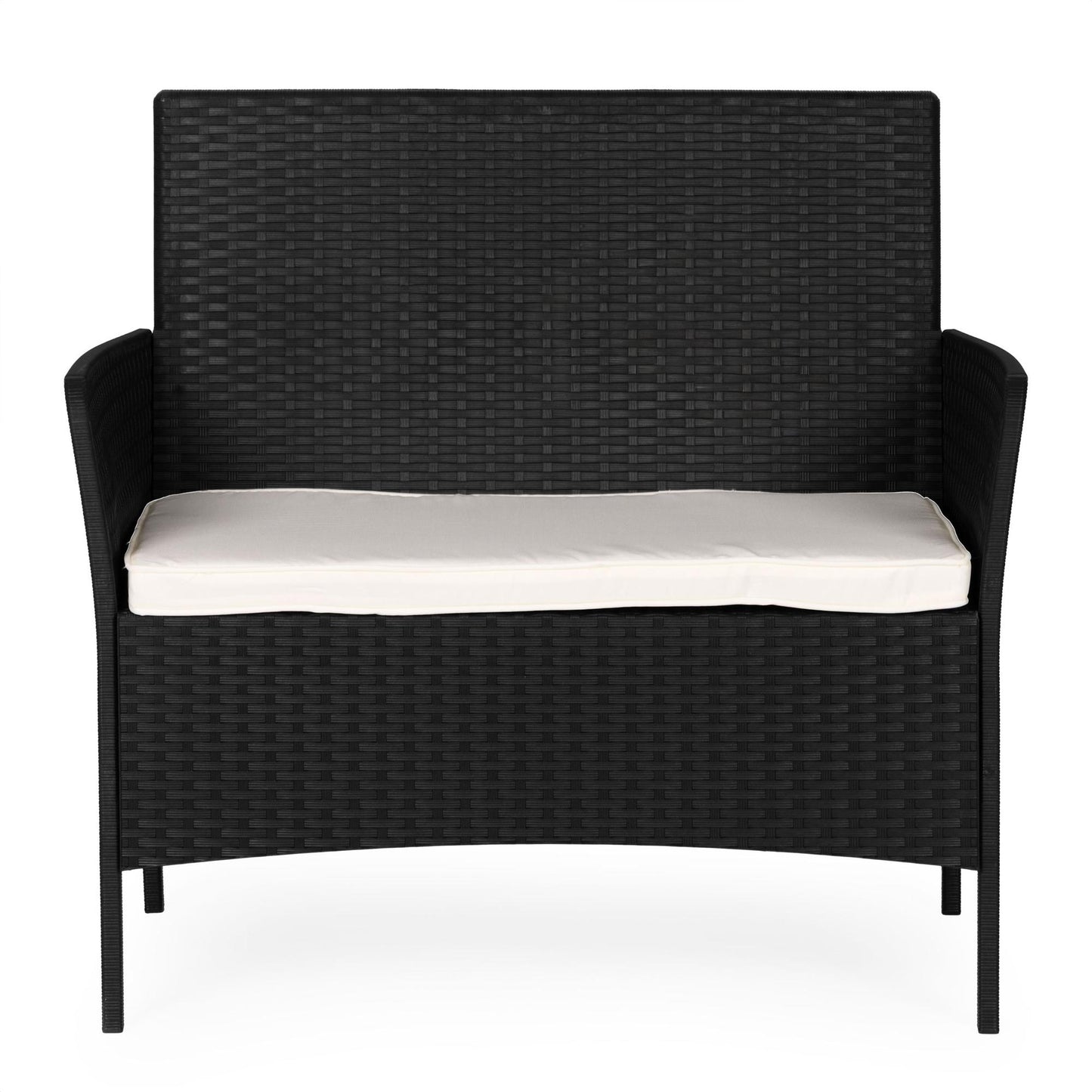 Two-Seater Outdoor Sofa with Cushion, Rattan Effect