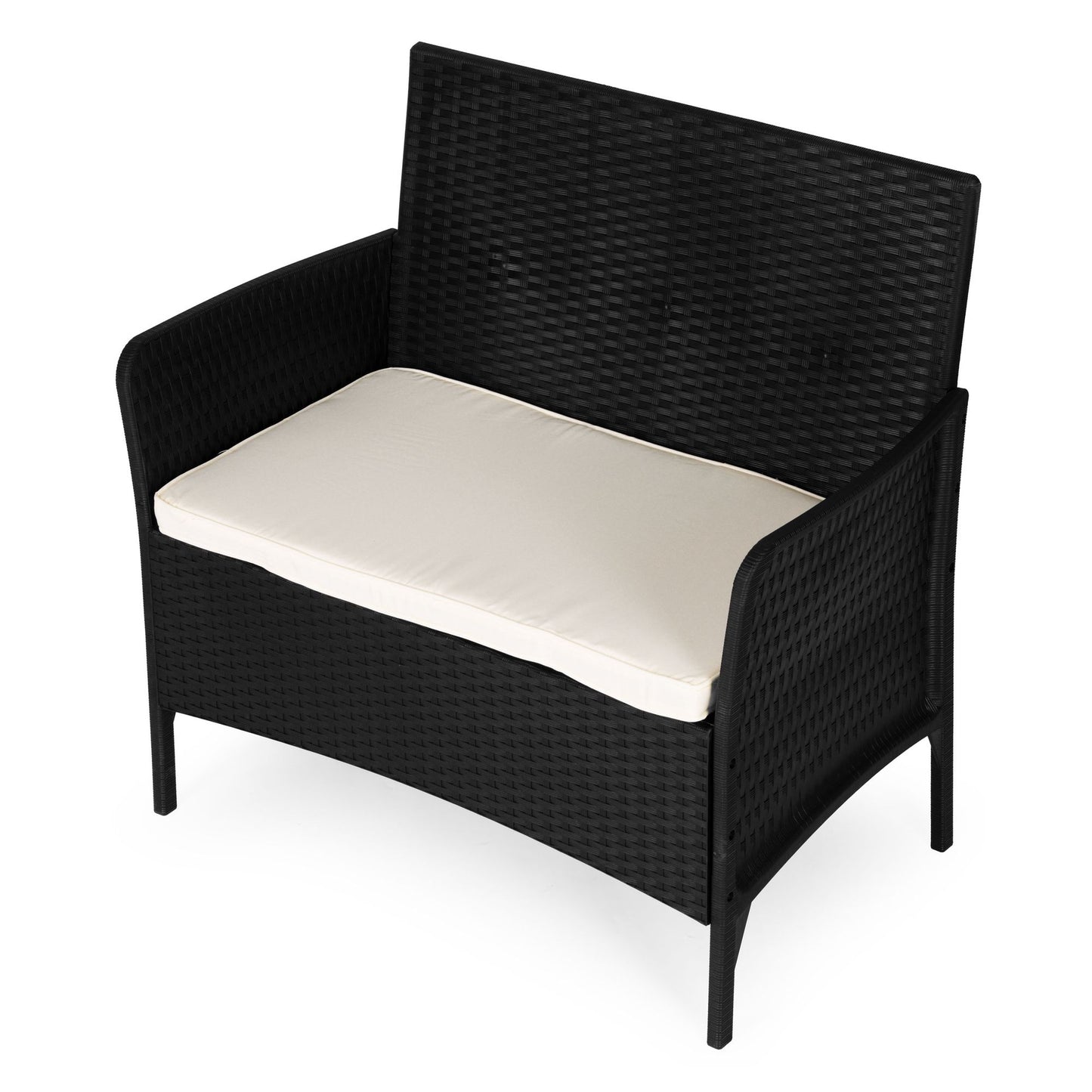 Two-Seater Outdoor Sofa with Cushion, Rattan Effect