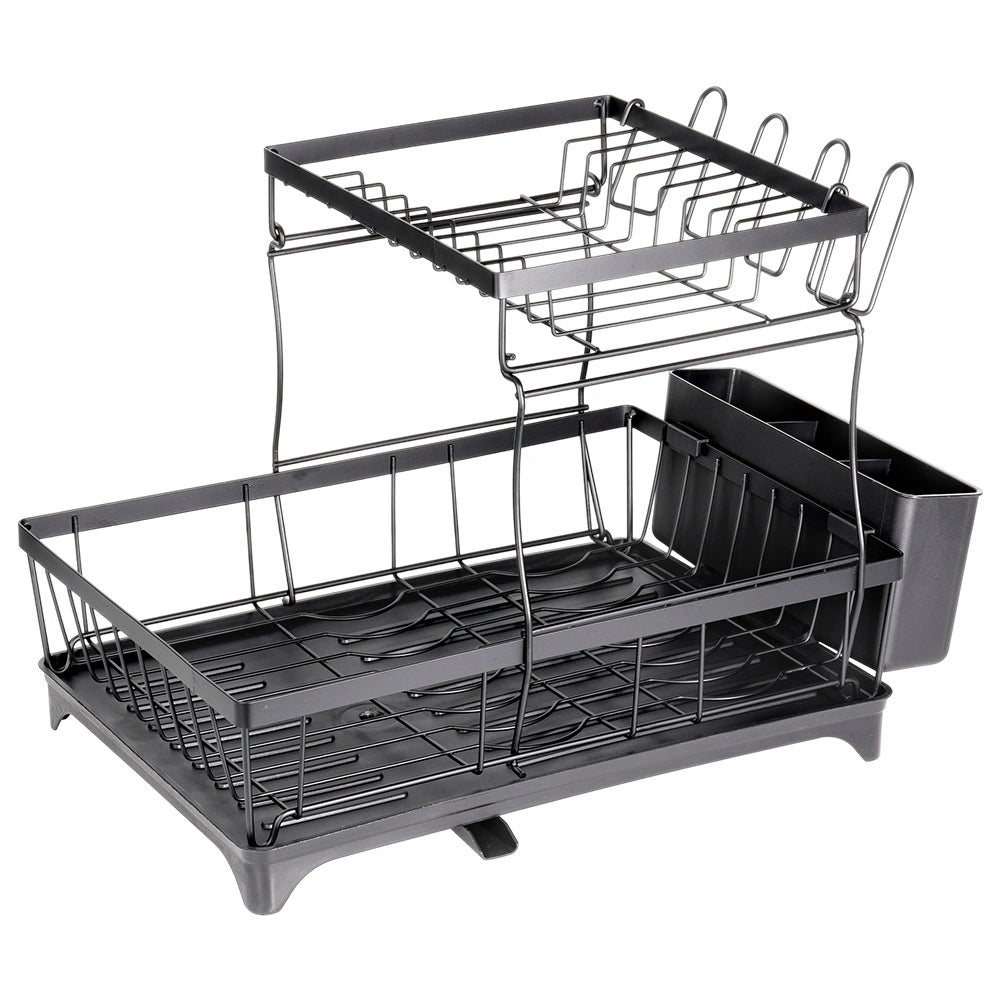 Two-Tier Metal Dish Rack, Black, 49.5x30x34 cm