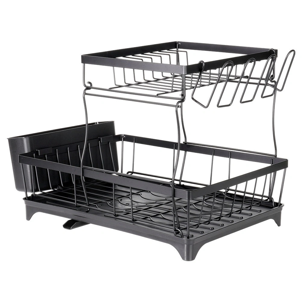 Two-Tier Metal Dish Rack, Black, 49.5x30x34 cm